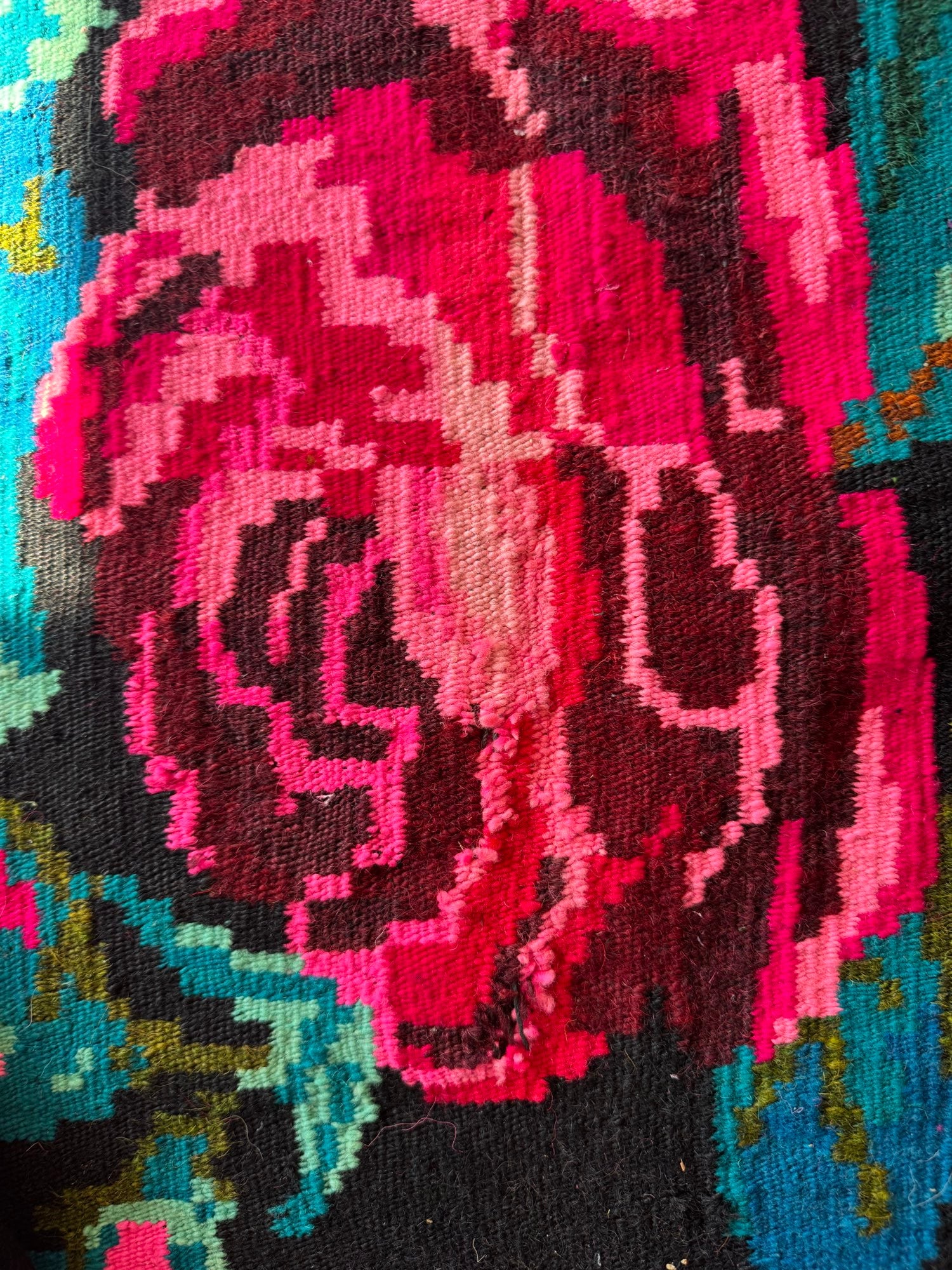 Vintage Floral Bessarabian Wool Kilim Rug, 400x195 cm, view 9