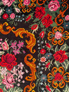 Vintage Bessarabian handwoven wool rug, floral design on black background – photo 7