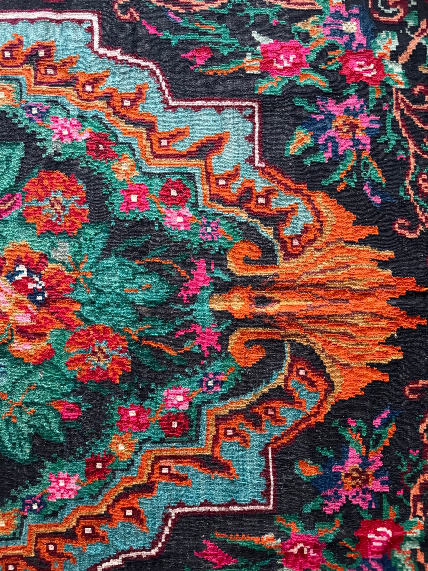 Vintage Brown Floral Bessarabian Wool Rug, 295x175 cm, view 13
