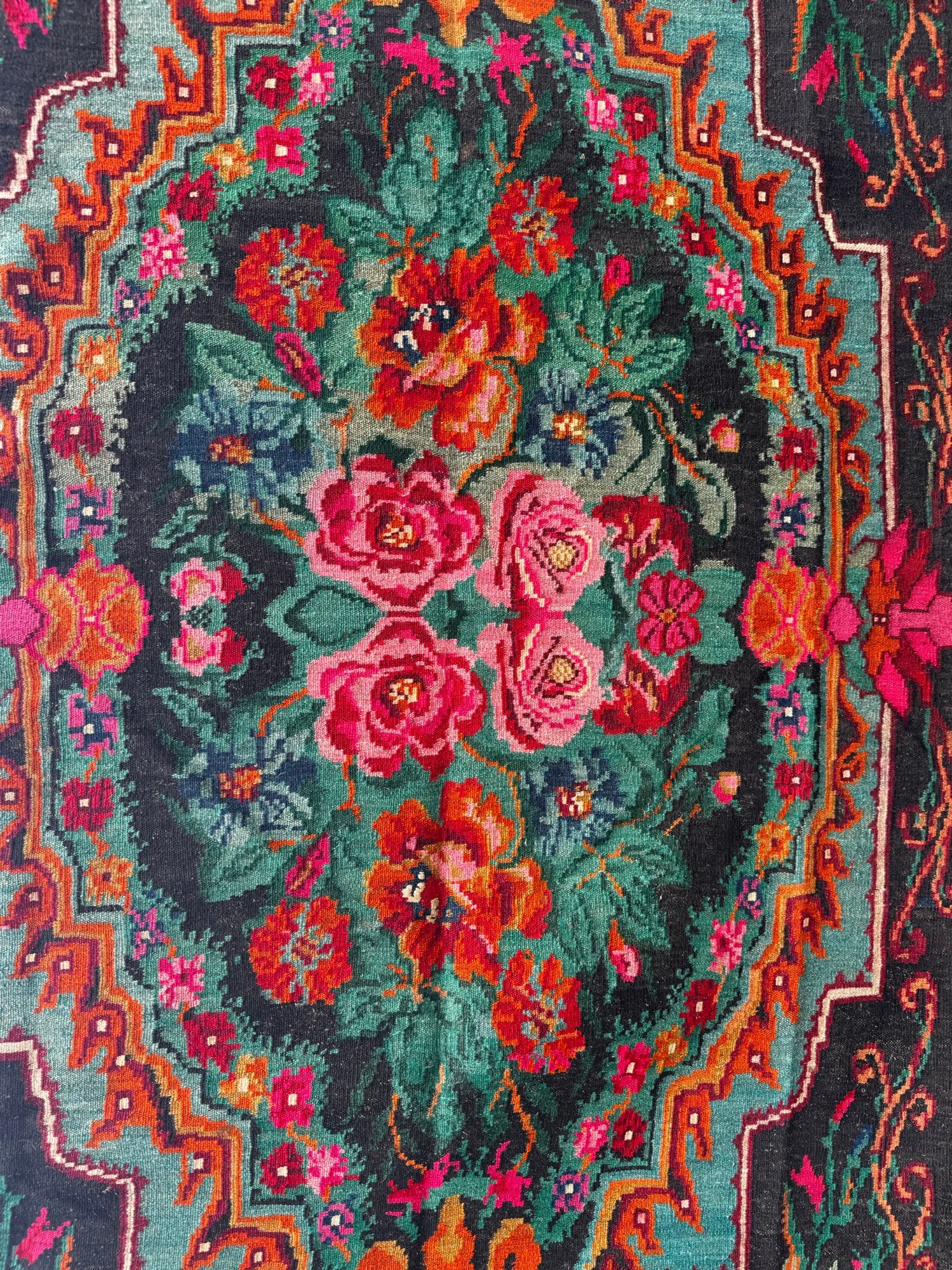 Vintage Brown Floral Bessarabian Wool Rug, 295x175 cm, view 4