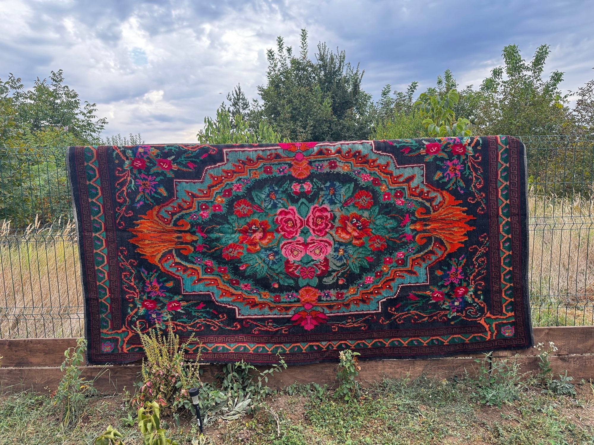Vintage Brown Floral Bessarabian Wool Rug, 295x175 cm, view 6