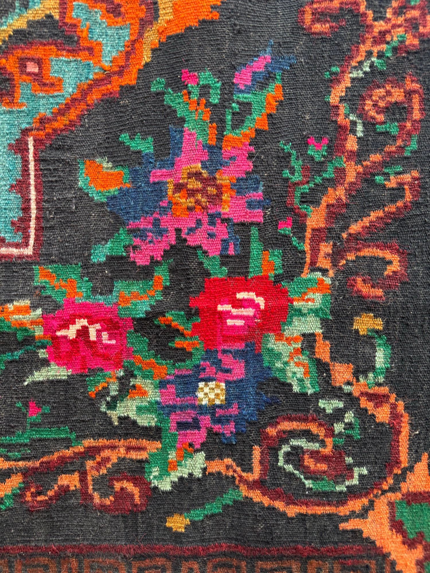 Vintage Brown Floral Bessarabian Wool Rug, 295x175 cm, view 8