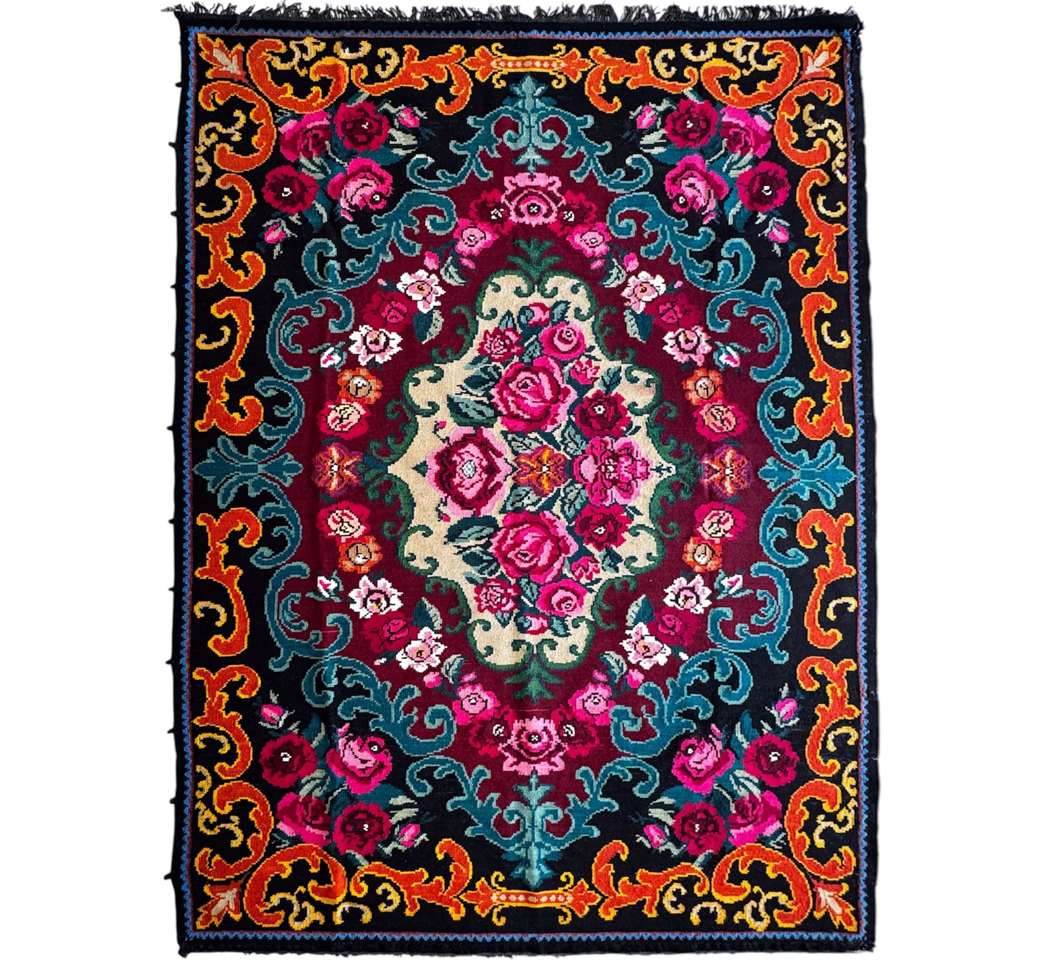 Vintage Floral Bessarabian Wool Rug, 300x210 cm