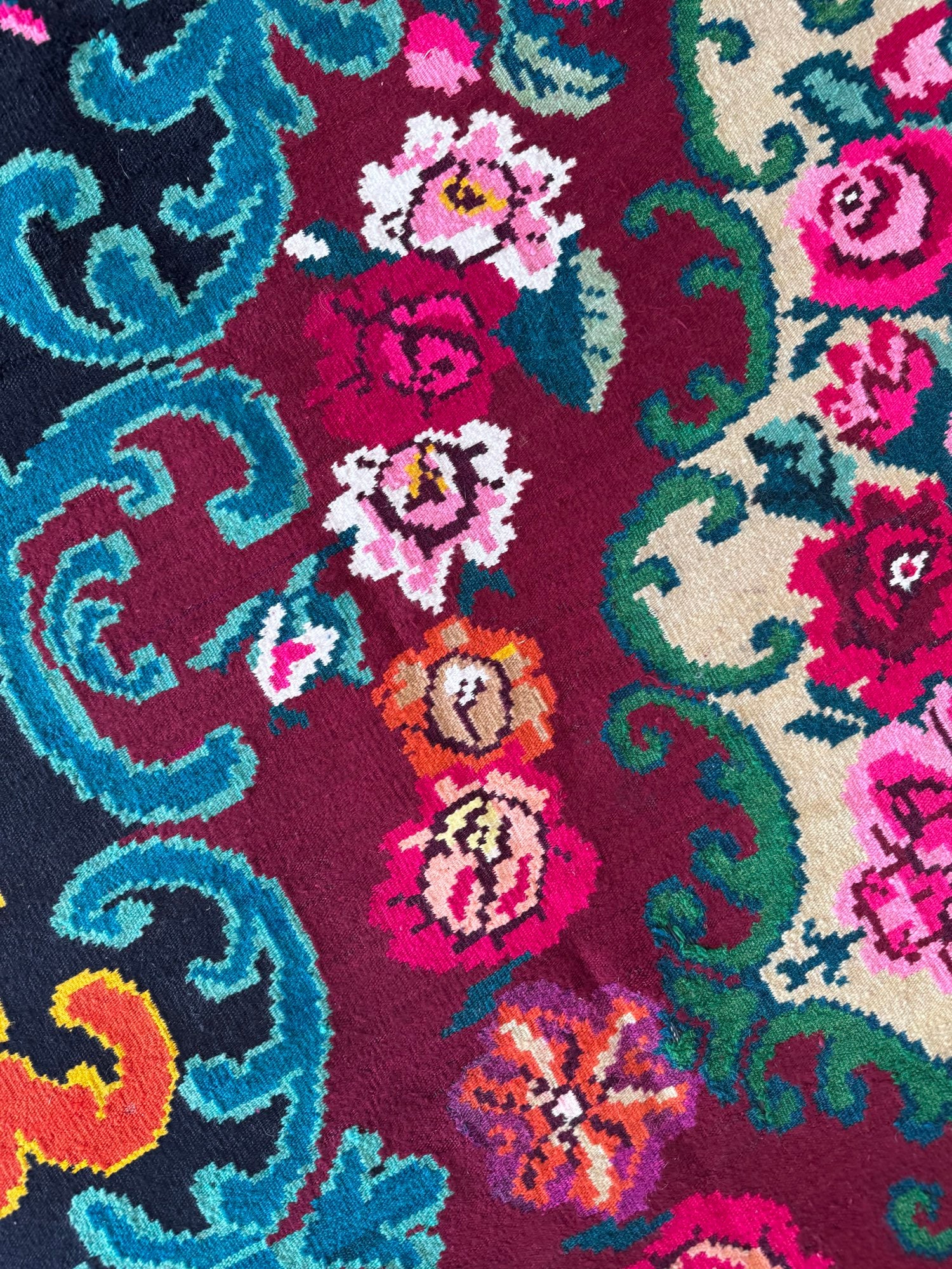 Vintage Floral Bessarabian Wool Rug, 300x210 cm, view 10