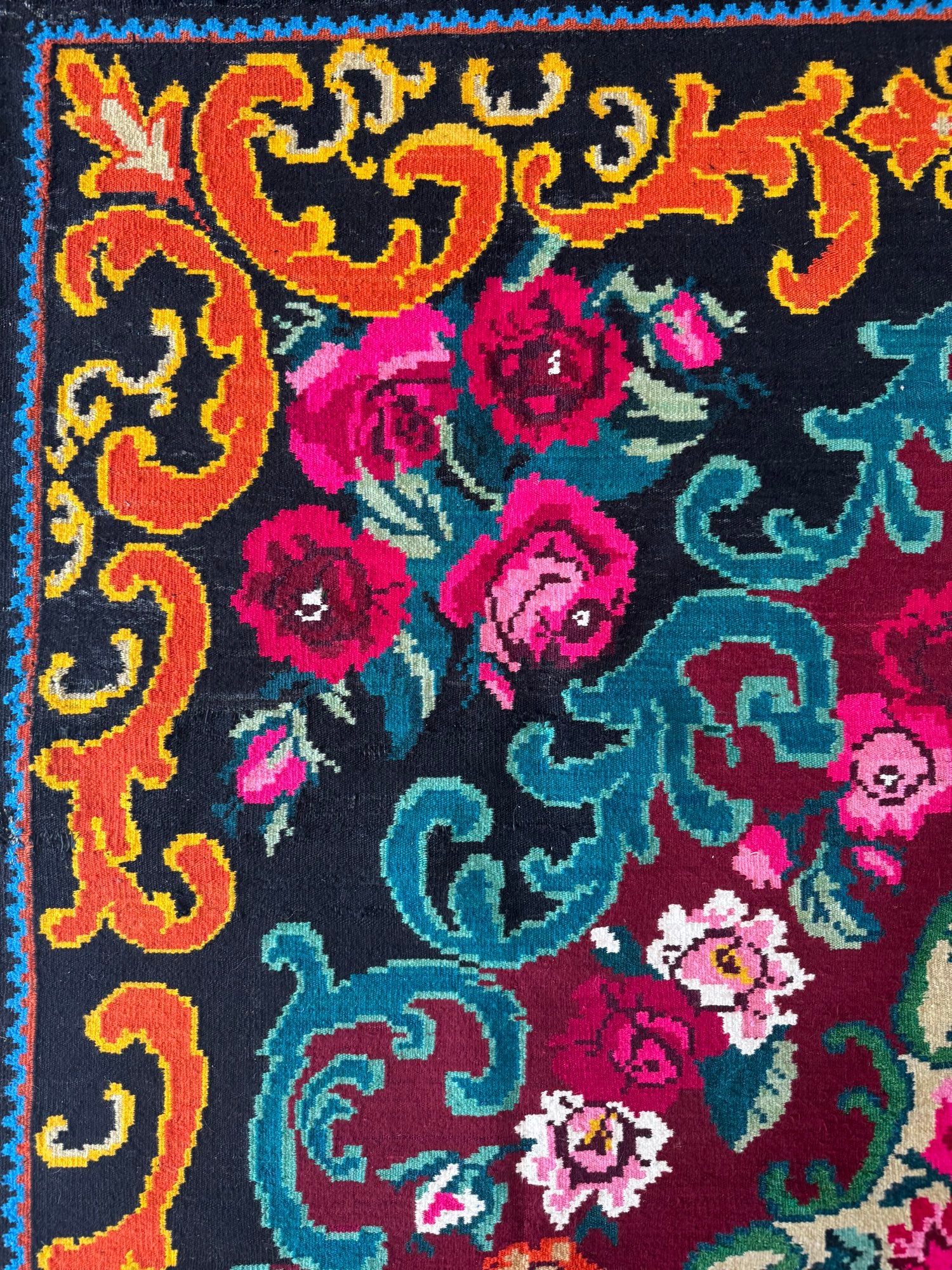 Vintage Floral Bessarabian Wool Rug, 300x210 cm, view 11