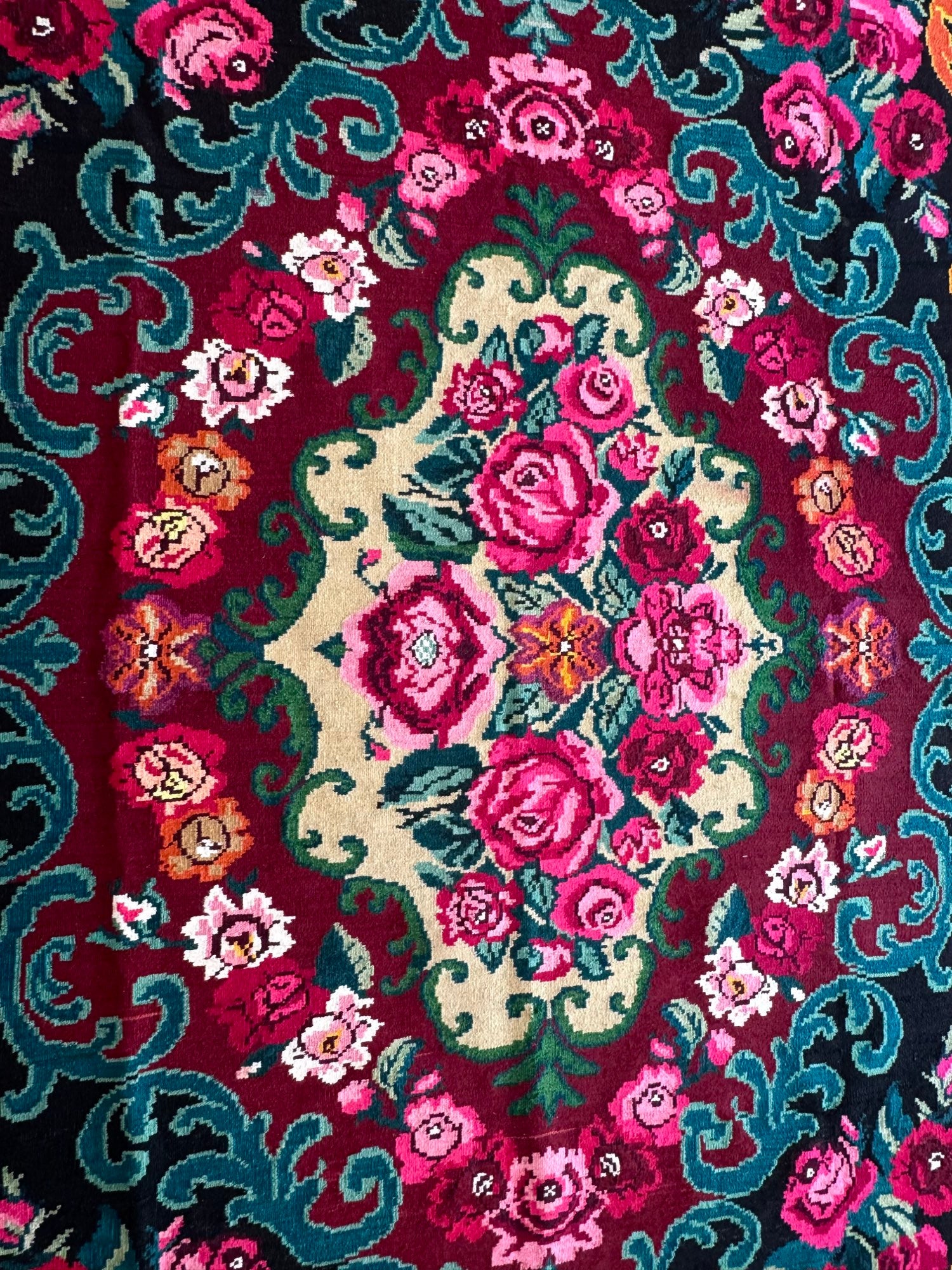 Vintage Floral Bessarabian Wool Rug, 300x210 cm, view 12