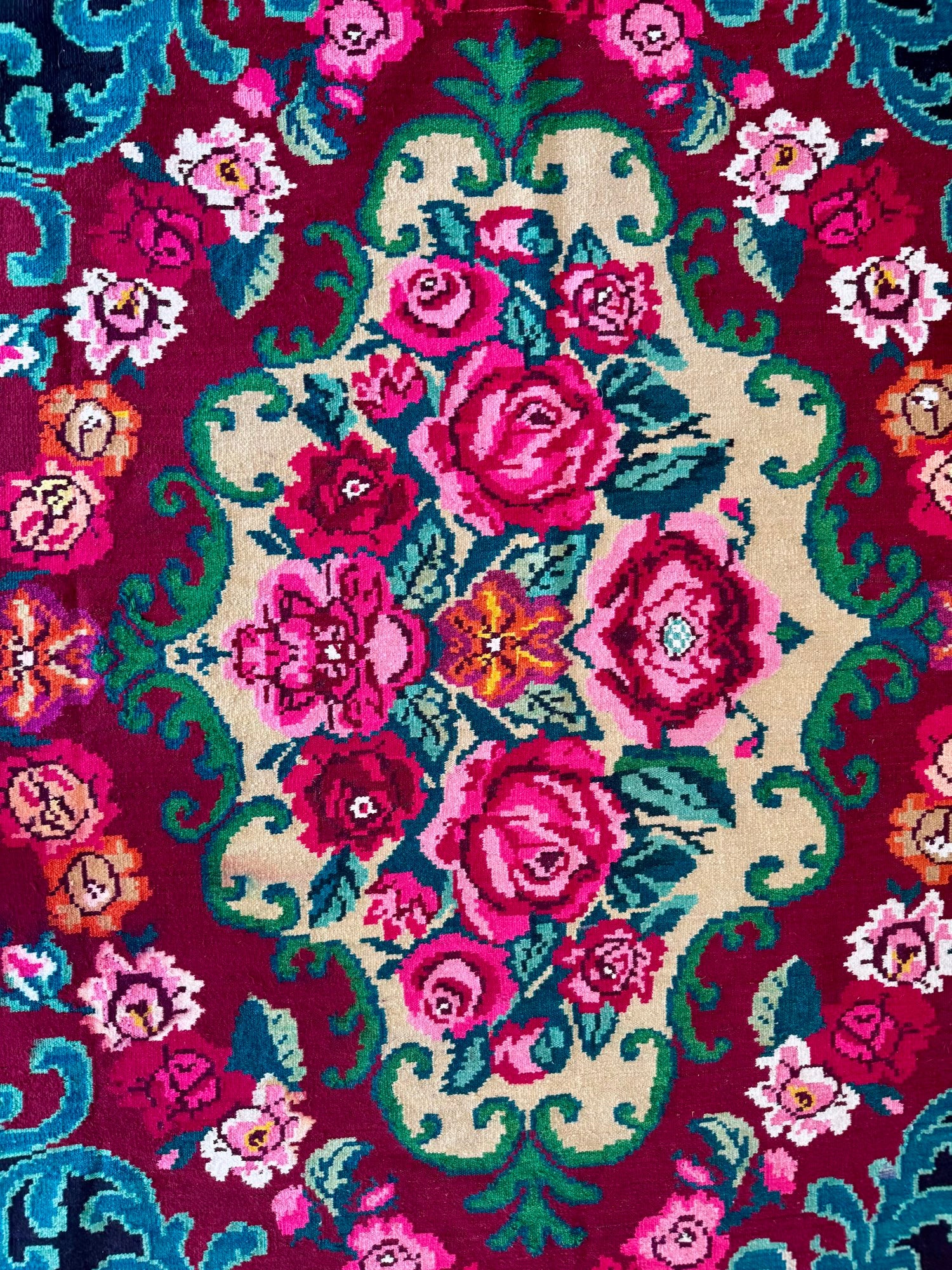 Vintage Floral Bessarabian Wool Rug, 300x210 cm, view 6