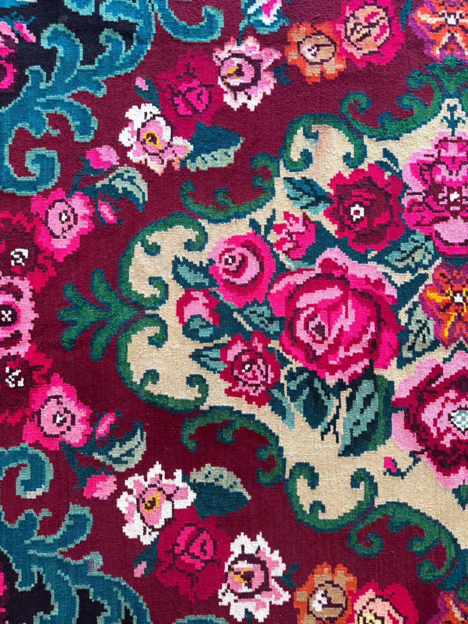 Vintage Floral Bessarabian Wool Rug, 300x210 cm, view 7