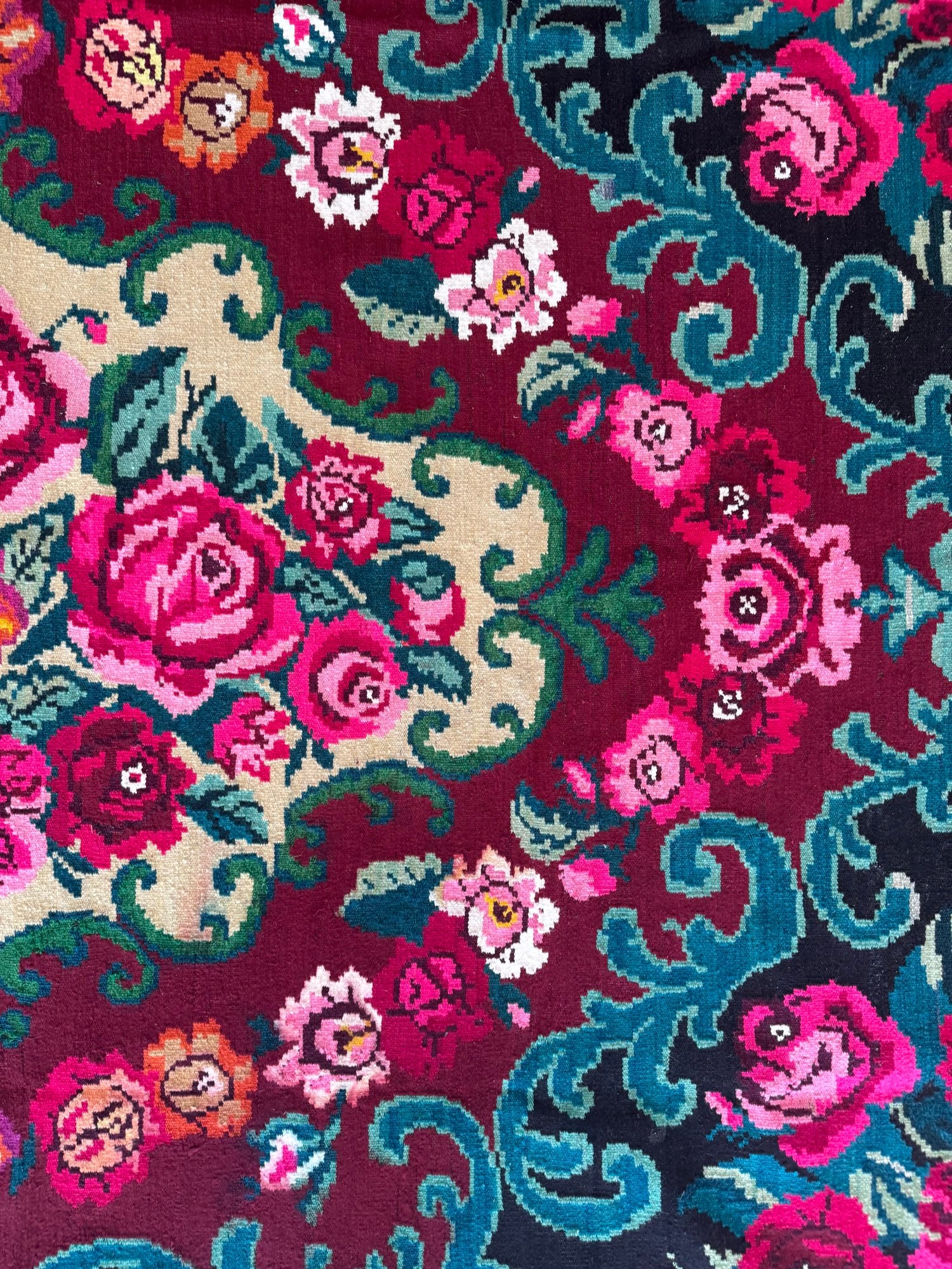 Vintage Floral Bessarabian Wool Rug, 300x210 cm, view 9