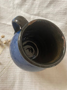 Vintage Blue Clay Pitcher, Romanian Folk Pottery, 13 cm, view 2