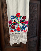 Vintage Colourful Folk Towel with Lace, 160x33 cm, view 4