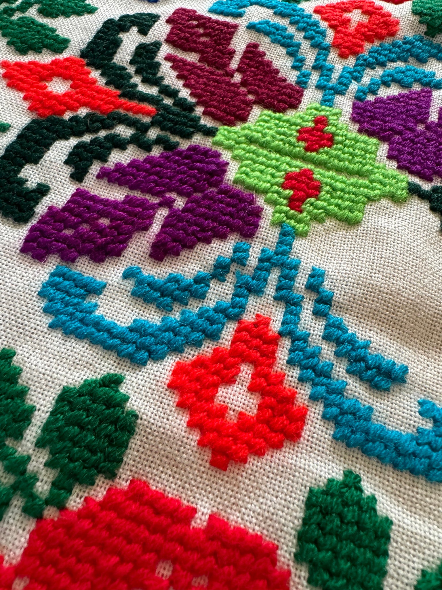 Vintage Colourful Folk Towel with Lace, 160x33 cm, view 6