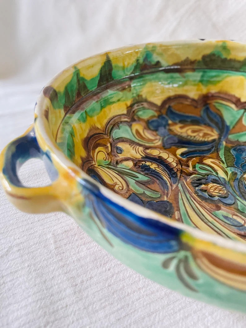 Vintage Corund Ceramic Bowl with Bird, 26.5 cm, view 9