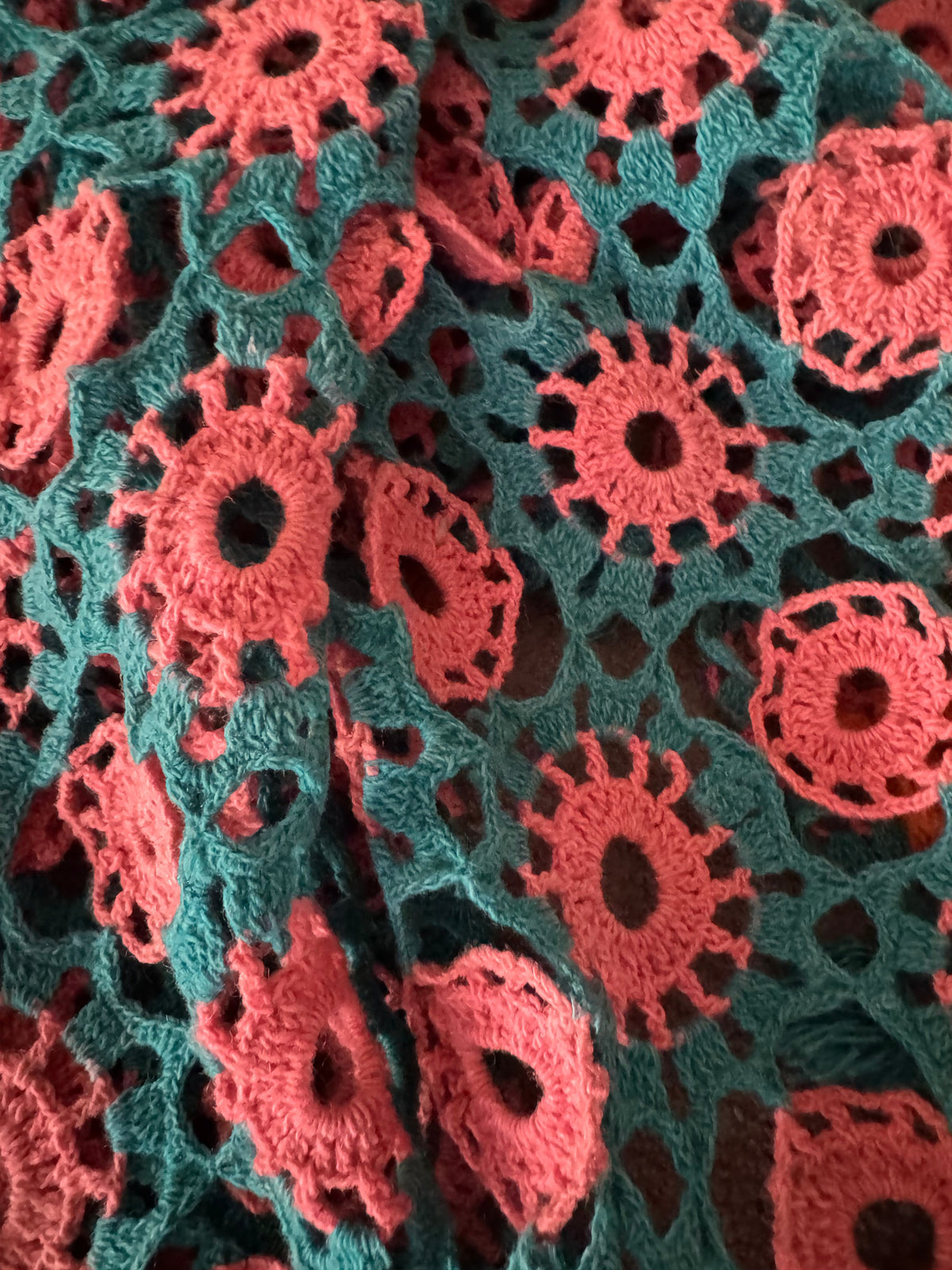 Vintage Crochet Wool Blanket or Sofa Cover, 180x130 cm, view 3