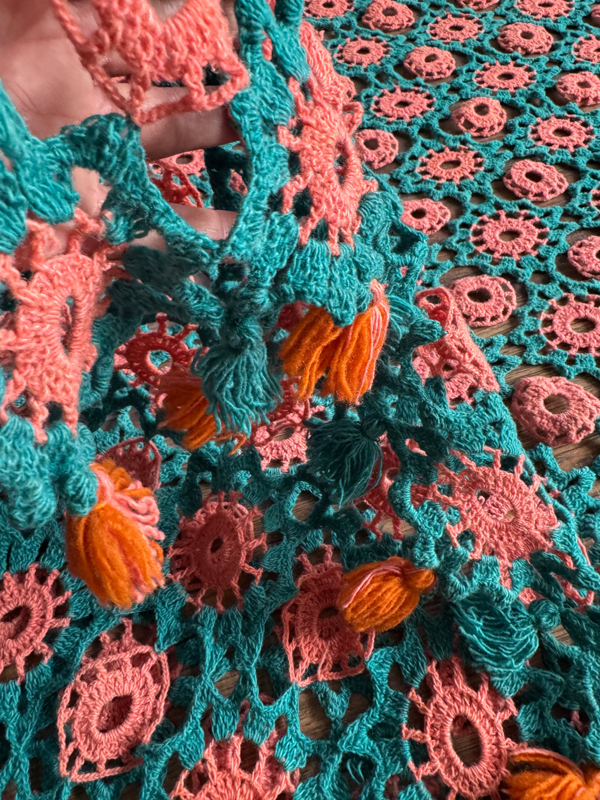 Vintage Crochet Wool Blanket or Sofa Cover, 180x130 cm, view 5