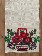 Vintage Cross-Stitch Folk Towel, Flower Baskets, 93x32 cm, view 5
