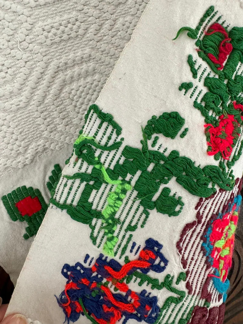 Vintage Cross-Stitch Folk Towel, Flower Baskets, 93x32 cm, view 6
