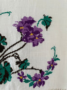Vintage Cross-Stitch Folk Towel, Purple Flowers, 120x50 cm, view 4