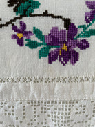 Vintage Cross-Stitch Folk Towel, Purple Flowers, 120x50 cm, view 9