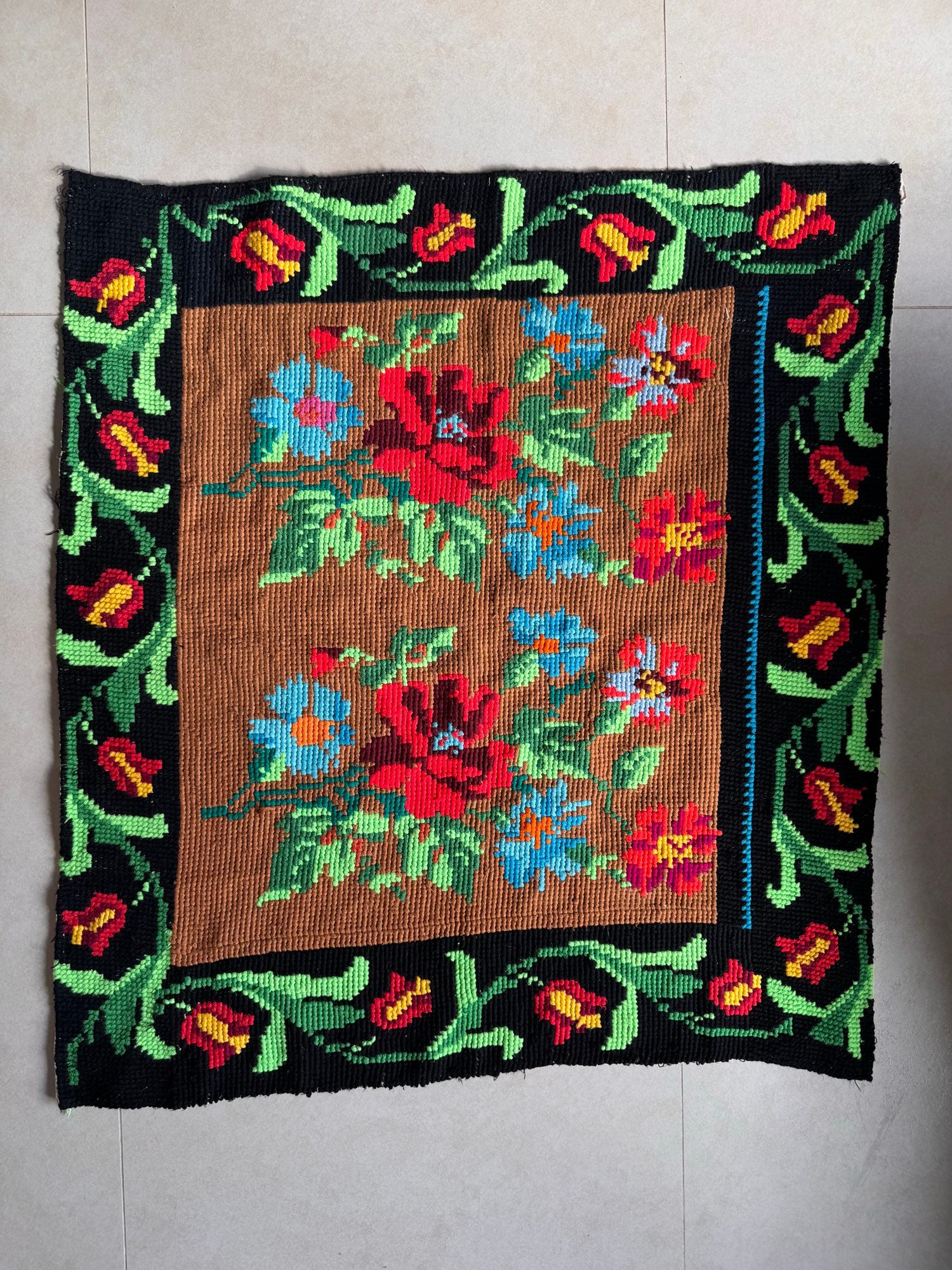 Vintage Cross-Stitch Floral Wall Hanging, 95x85 cm, view 11