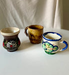 Vintage Handmade Romanian Clay Mugs, Rustic Pottery, view 5