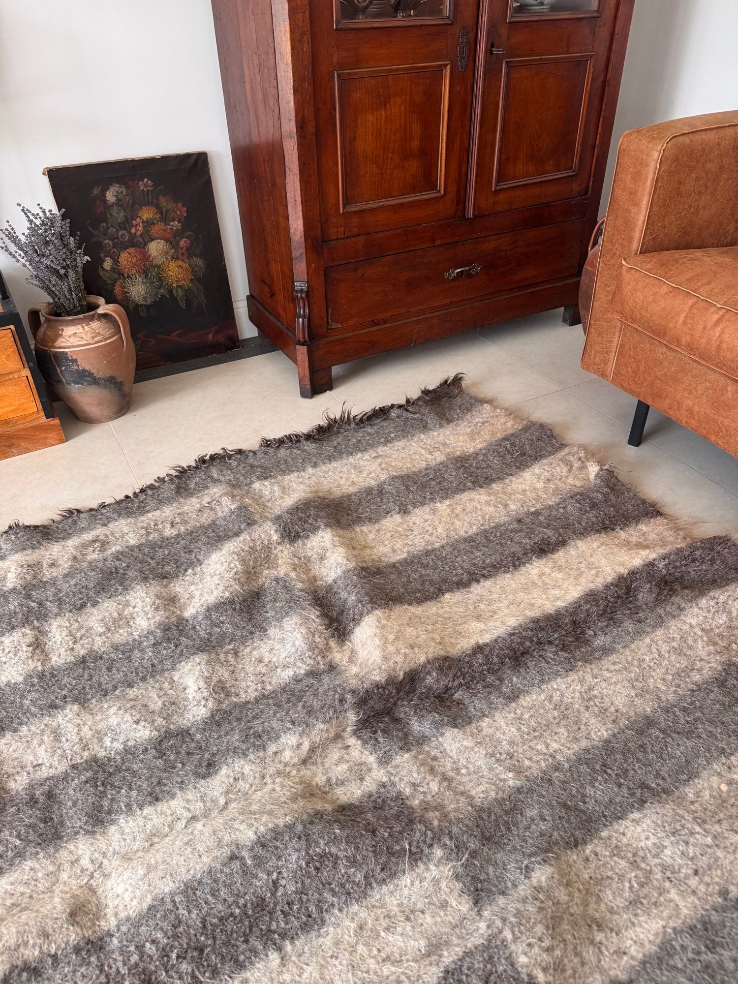 Vintage Geometric Bistrița Wool Rug, 160x160 cm, view 10