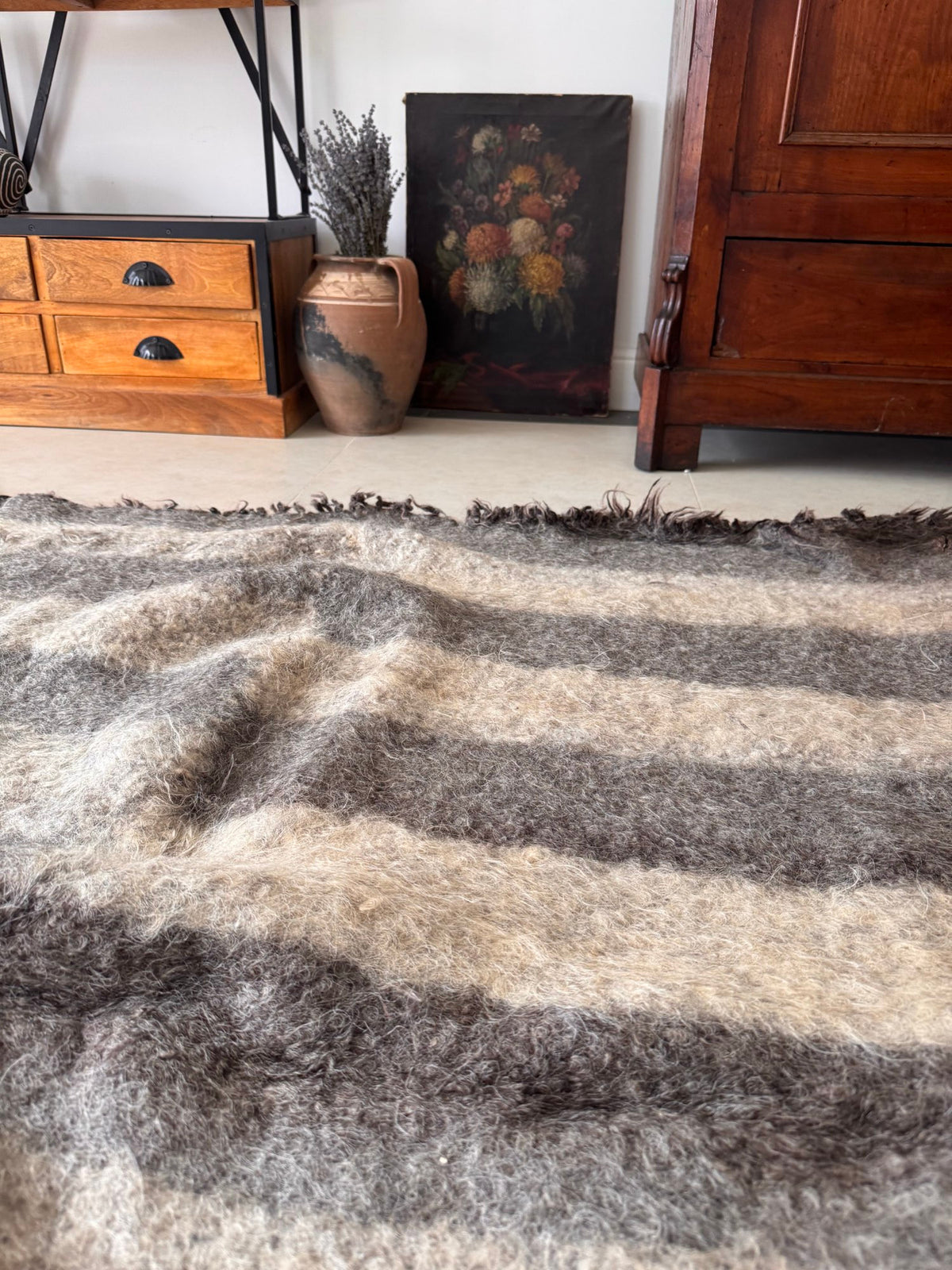 Vintage Geometric Bistrița Wool Rug, 160x160 cm, view 13