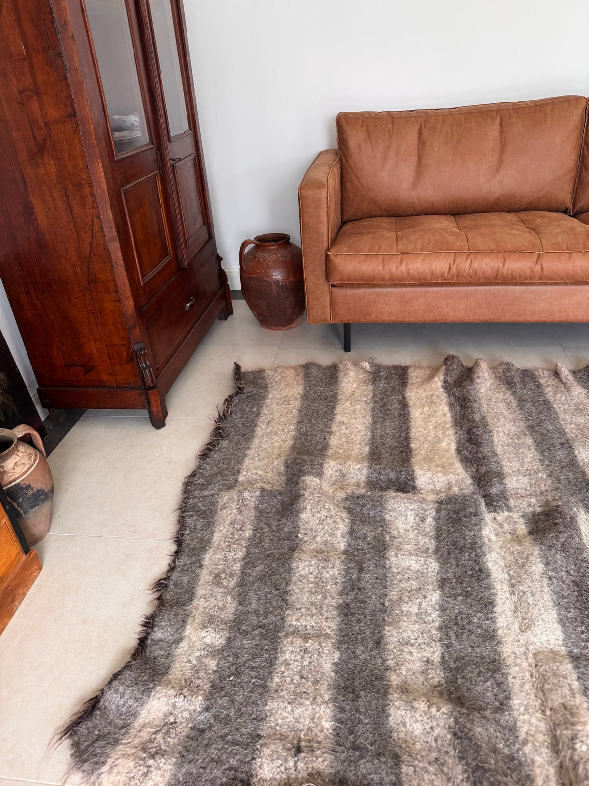 Vintage Geometric Bistrița Wool Rug, 160x160 cm, view 9