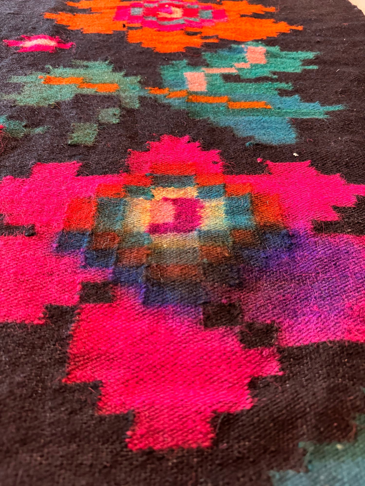 Vintage Floral Maramureș Wool Runner Rug, 386x67 cm, view 10