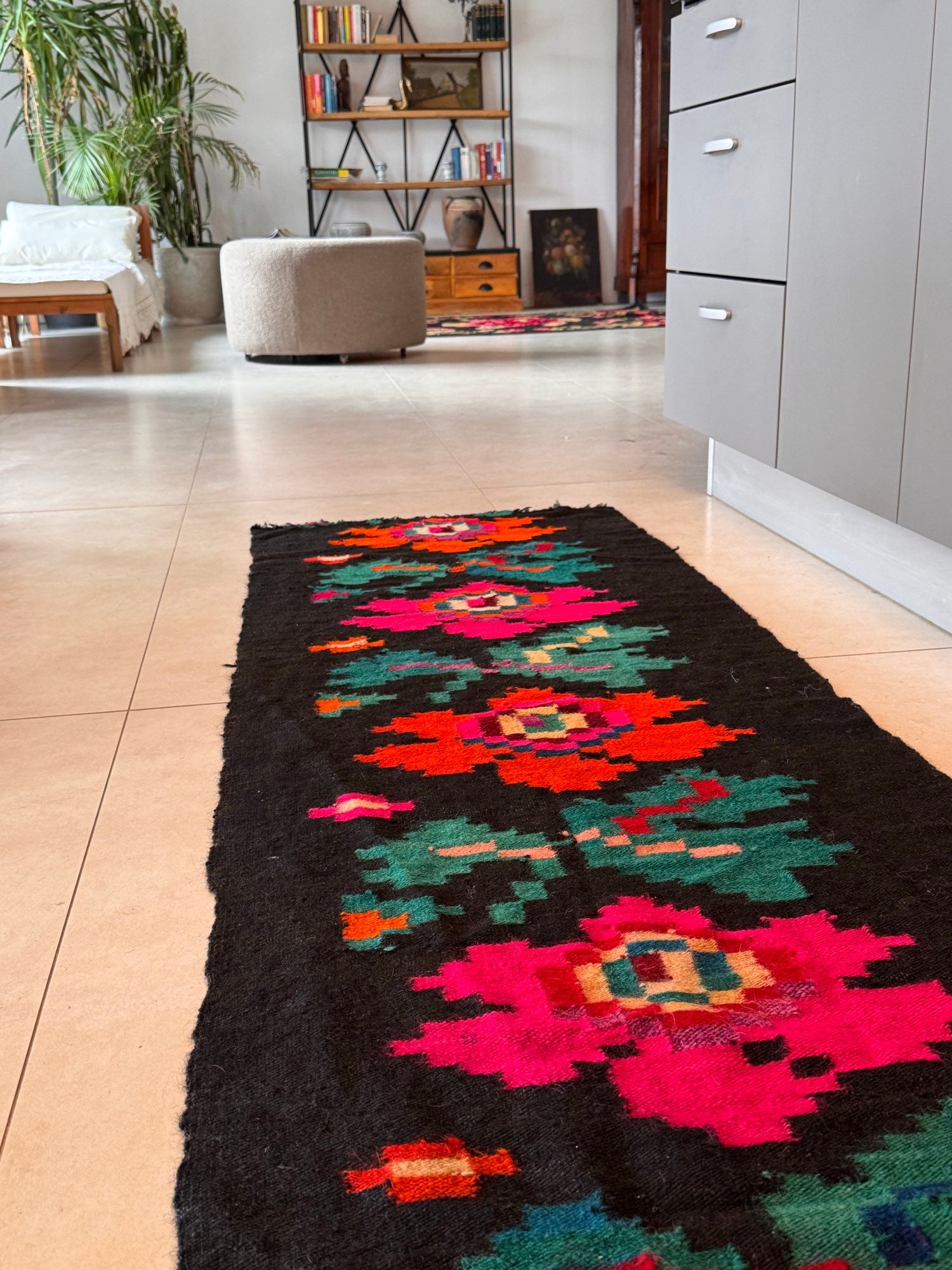 Vintage Floral Maramureș Wool Runner Rug, 386x67 cm, view 14