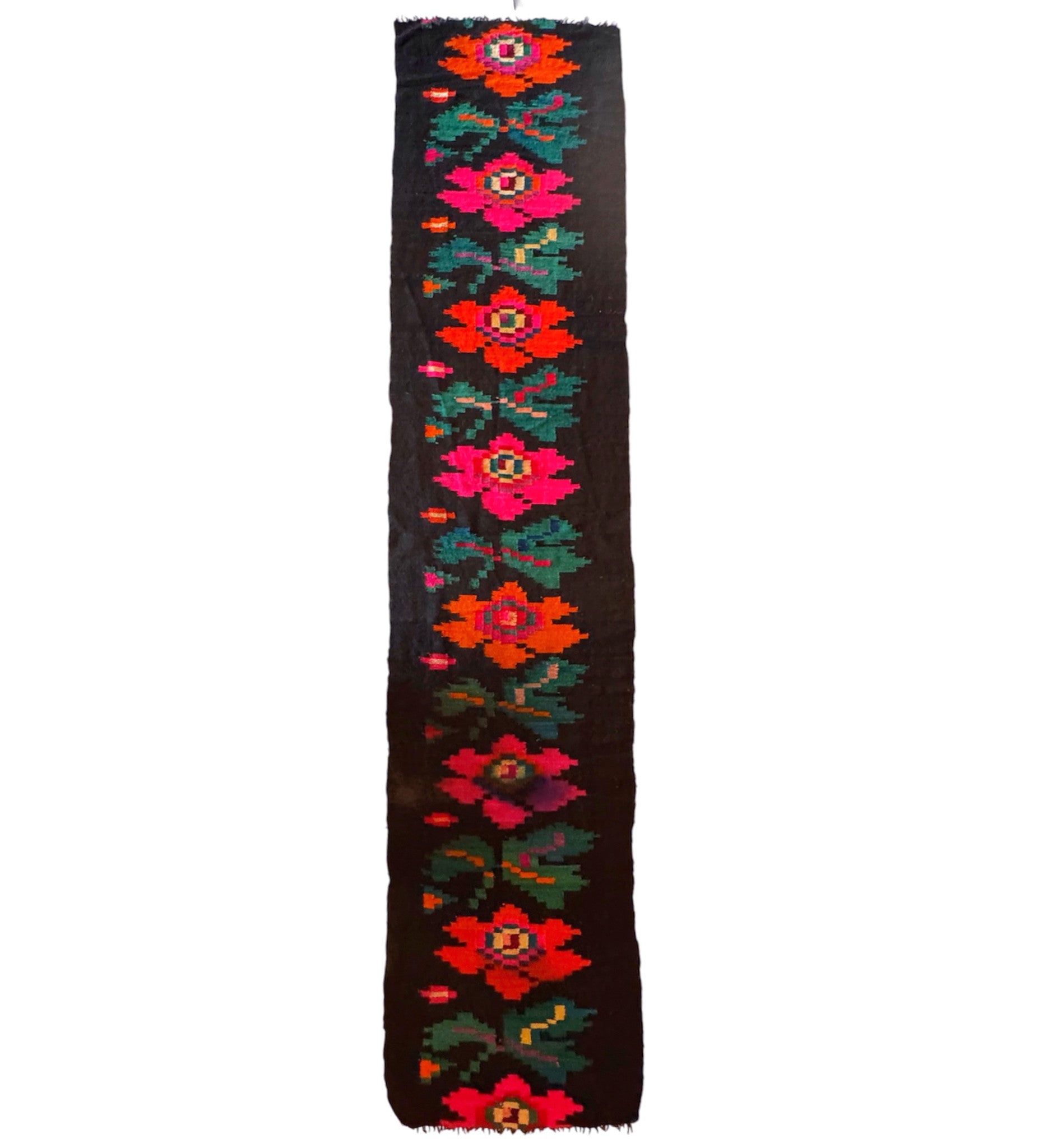 Vintage Floral Maramureș Wool Runner Rug, 386x67 cm, view 4