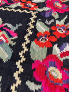 Vintage Black Floral Maramureș Wool Rug, 188x124 cm, view 7