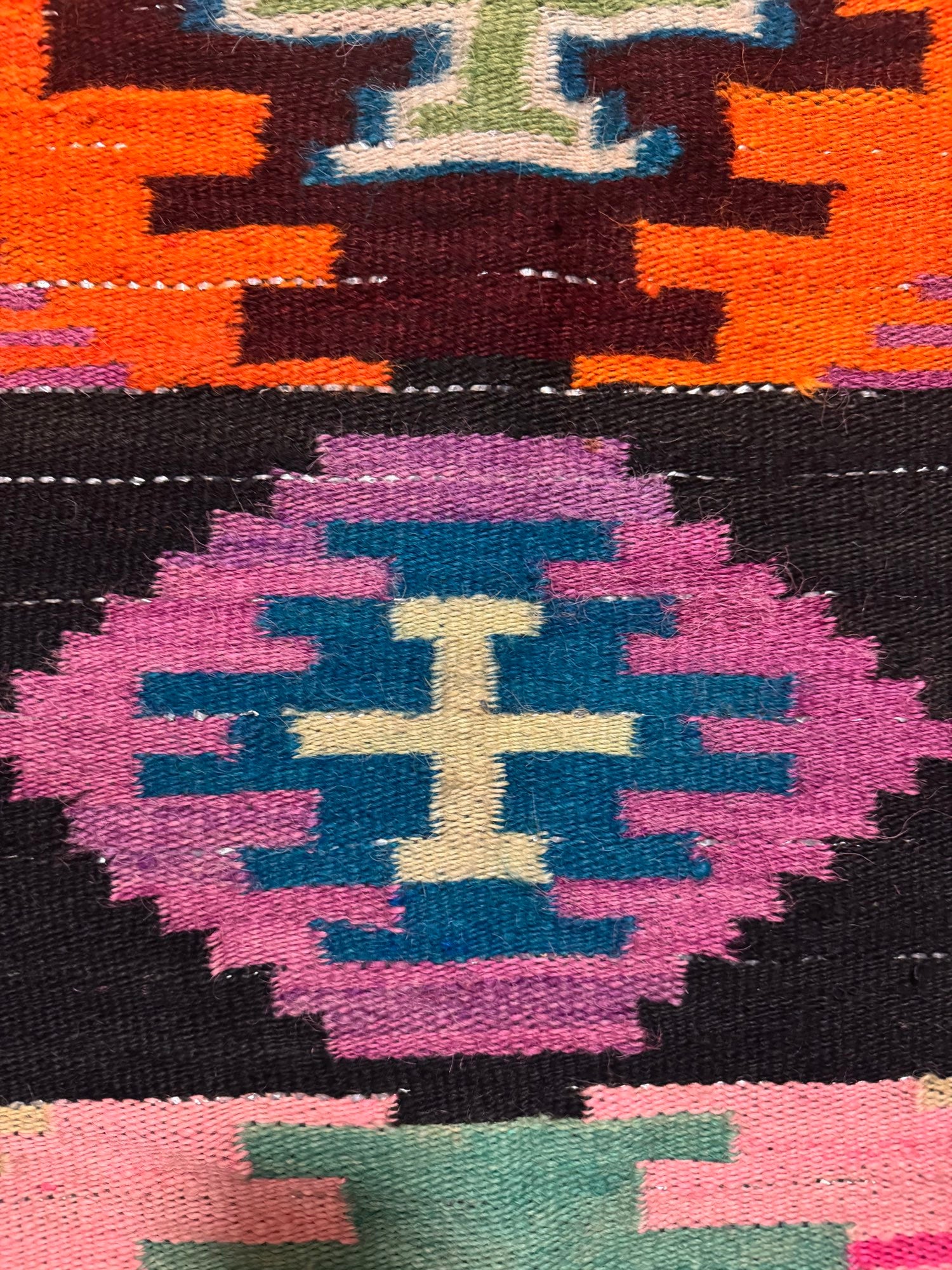 Vintage Geometric Maramureș Wool Rug, 175x140 cm, view 10