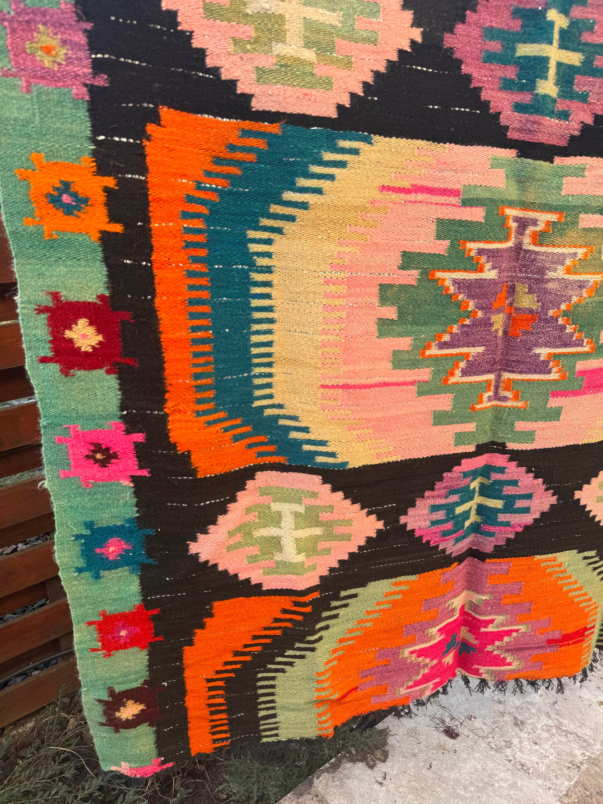 Vintage Geometric Maramureș Wool Rug, 175x140 cm, view 11
