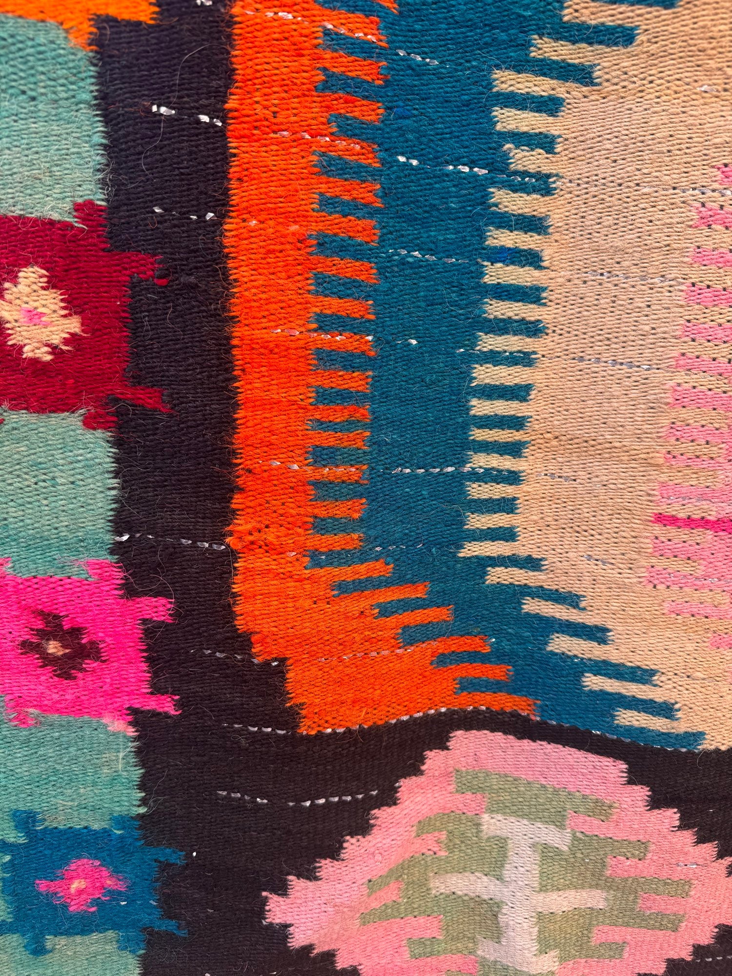 Vintage Geometric Maramureș Wool Rug, 175x140 cm, view 14
