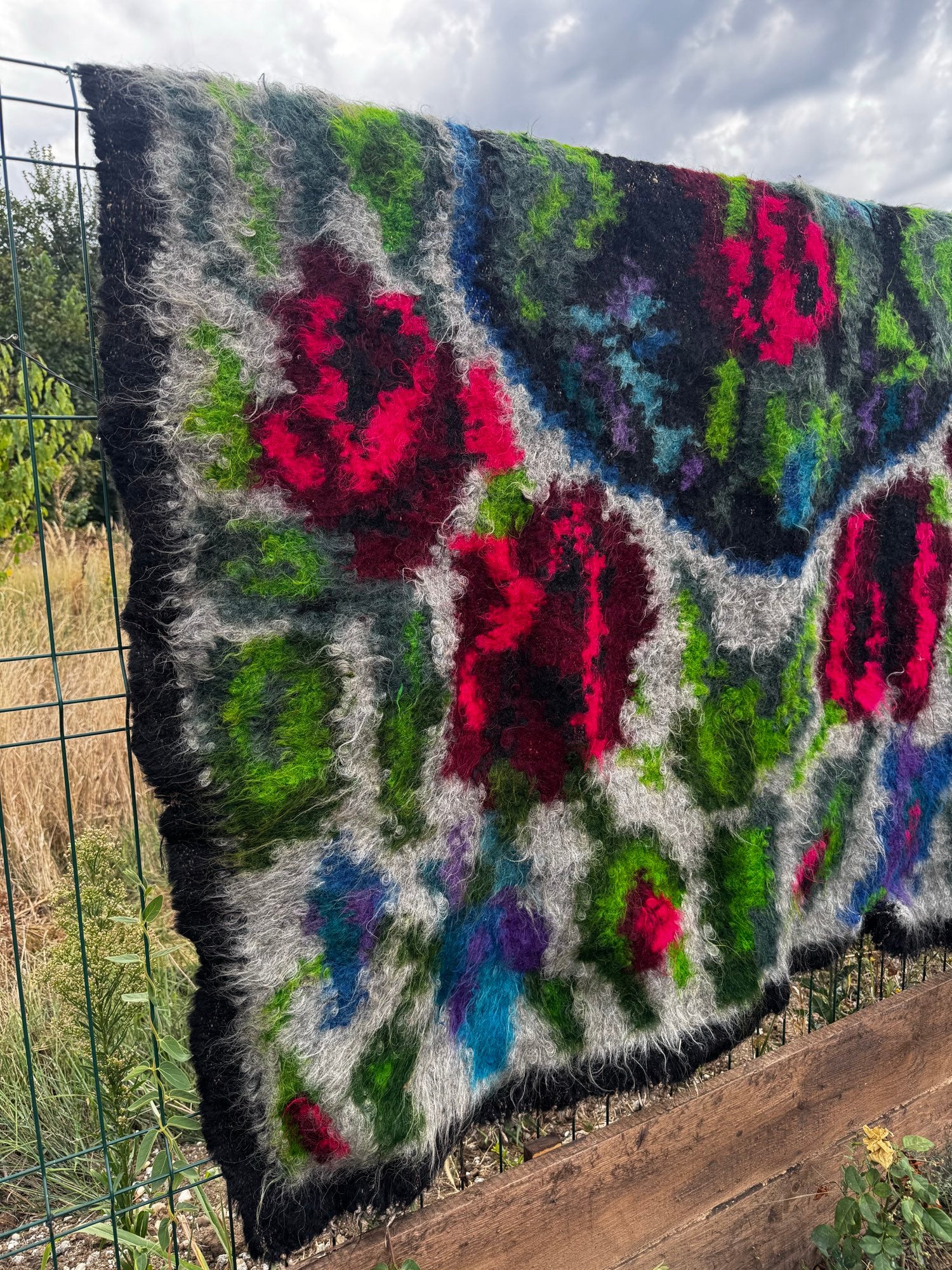 Vintage Floral Maramureș Wool Cerga Bedspread, 230x170 cm, view 5