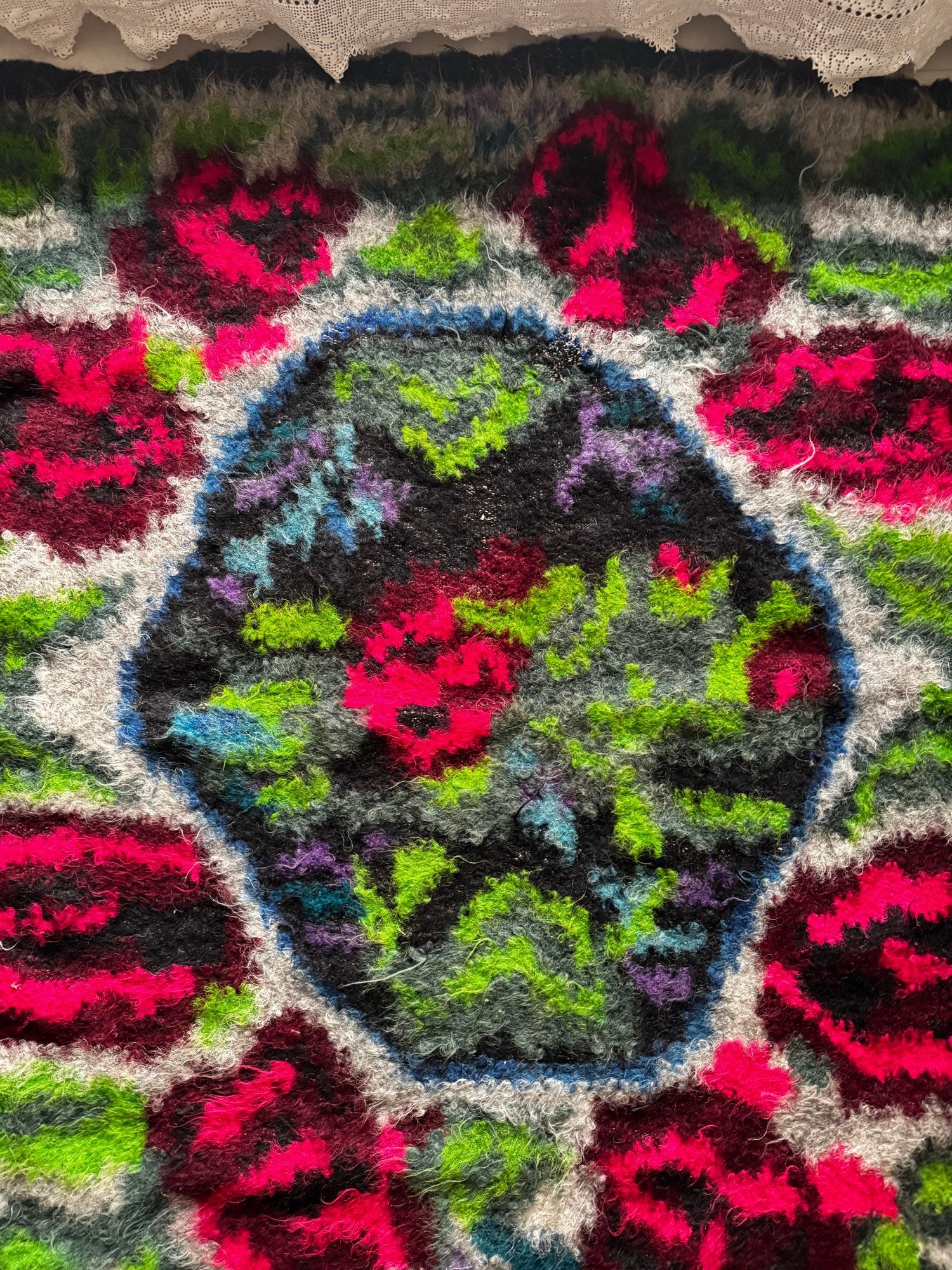 Vintage Floral Maramureș Wool Cerga Bedspread, 230x170 cm, view 6