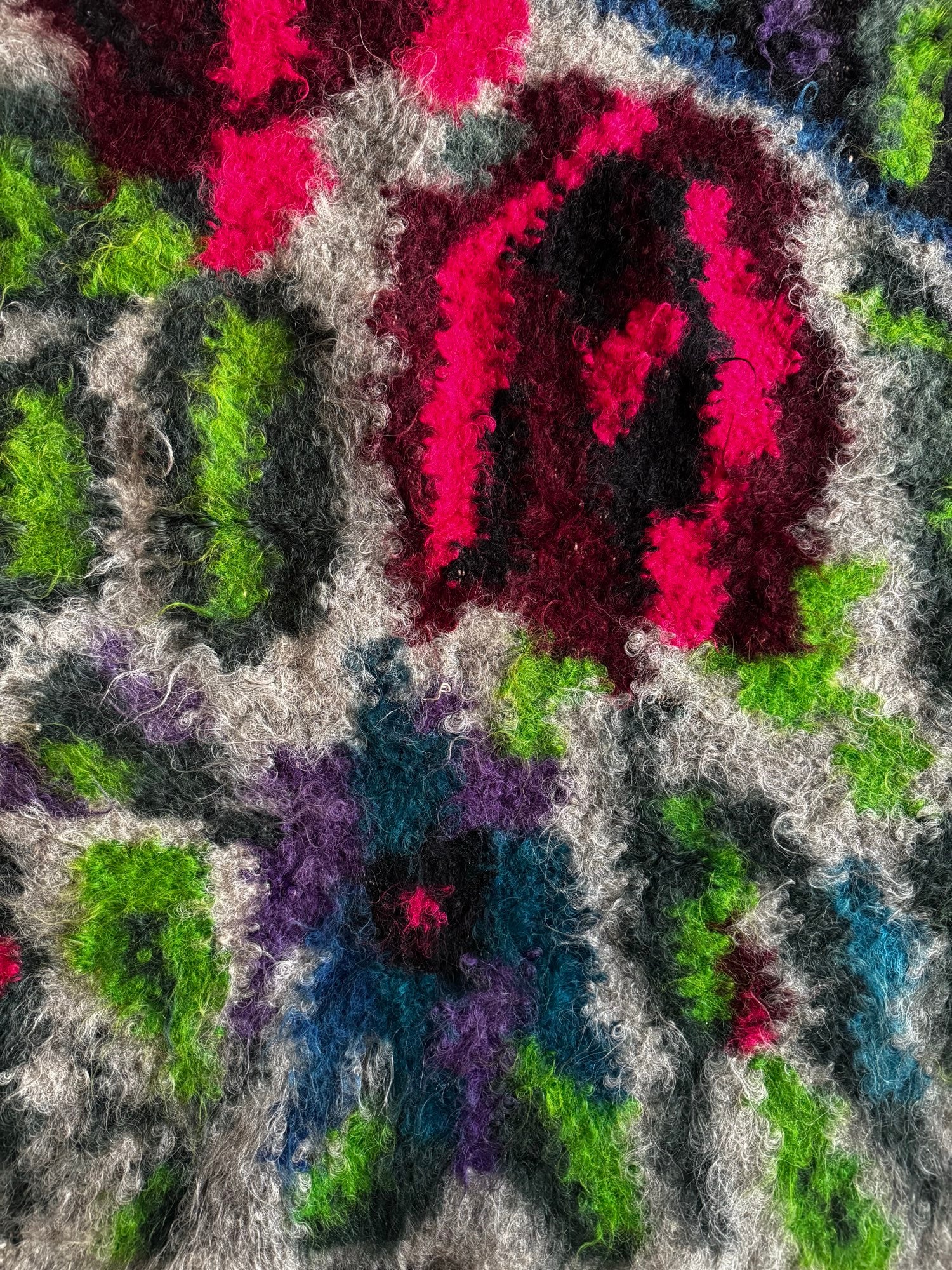Vintage Floral Maramureș Wool Cerga Bedspread, 230x170 cm, view 8