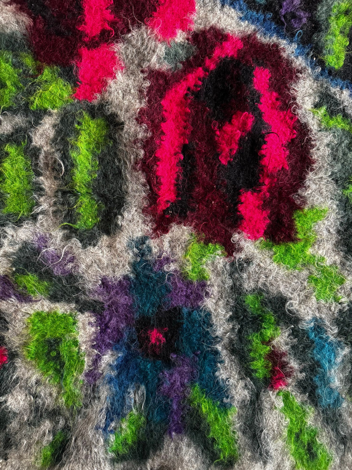 Vintage Floral Maramureș Wool Cerga Bedspread, 230x170 cm, view 8