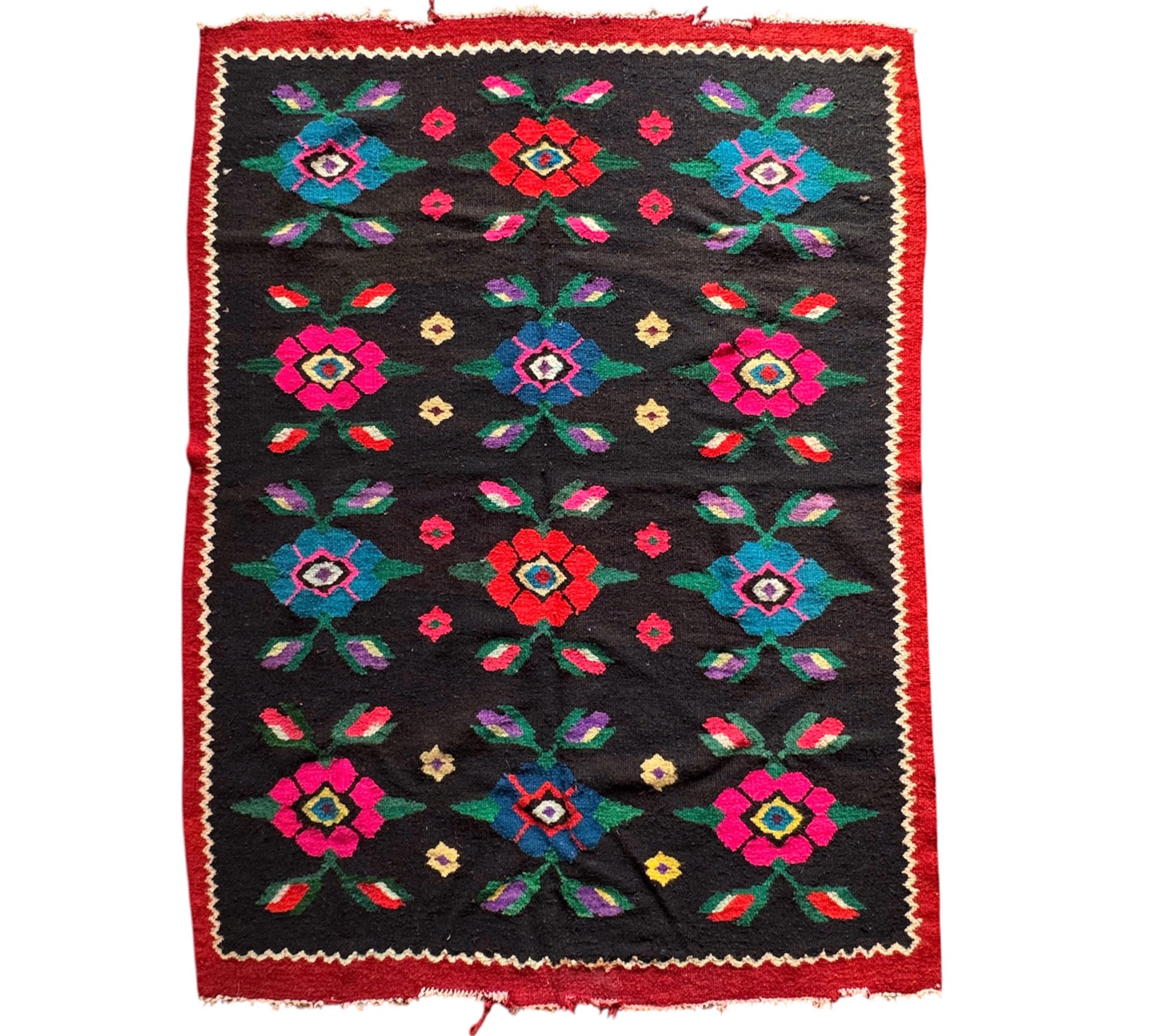 Vintage Floral Maramureș Wool Rug, 178x145 cm