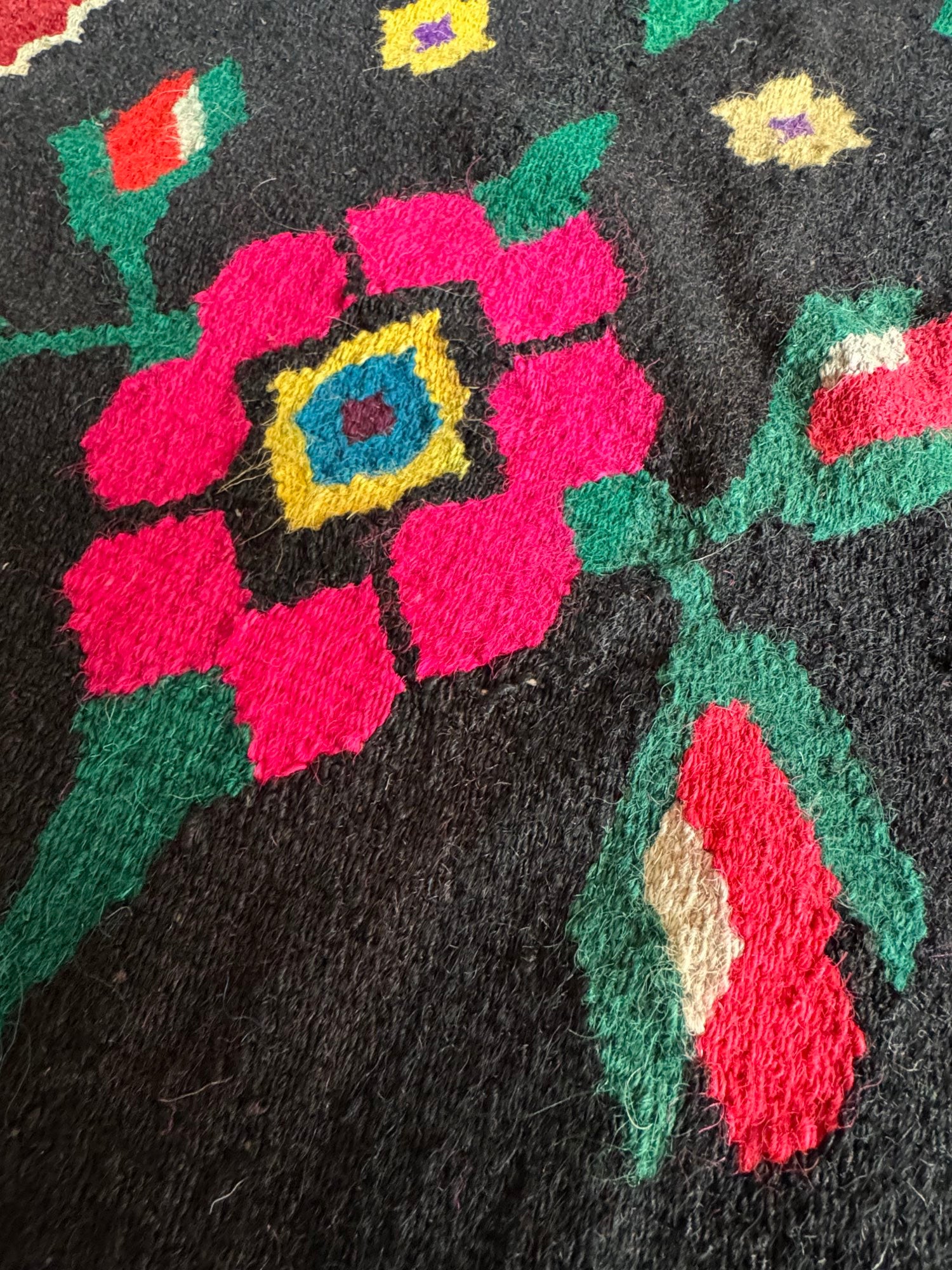 Vintage Floral Maramureș Wool Rug, 178x145 cm, view 11