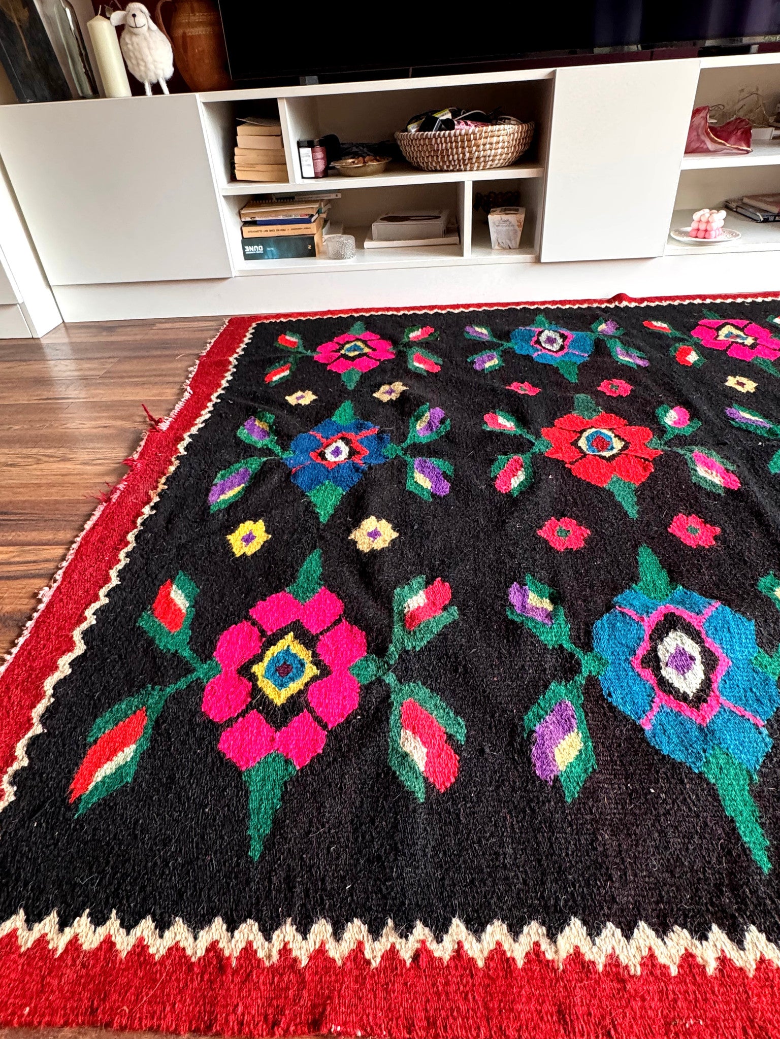 Vintage Floral Maramureș Wool Rug, 178x145 cm, view 4