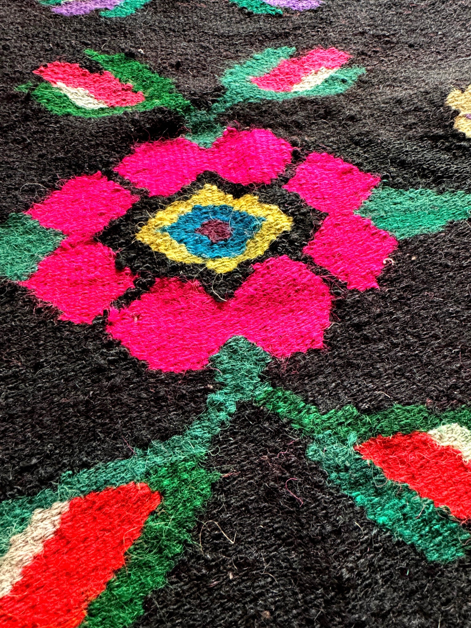 Vintage Floral Maramureș Wool Rug, 178x145 cm, view 6