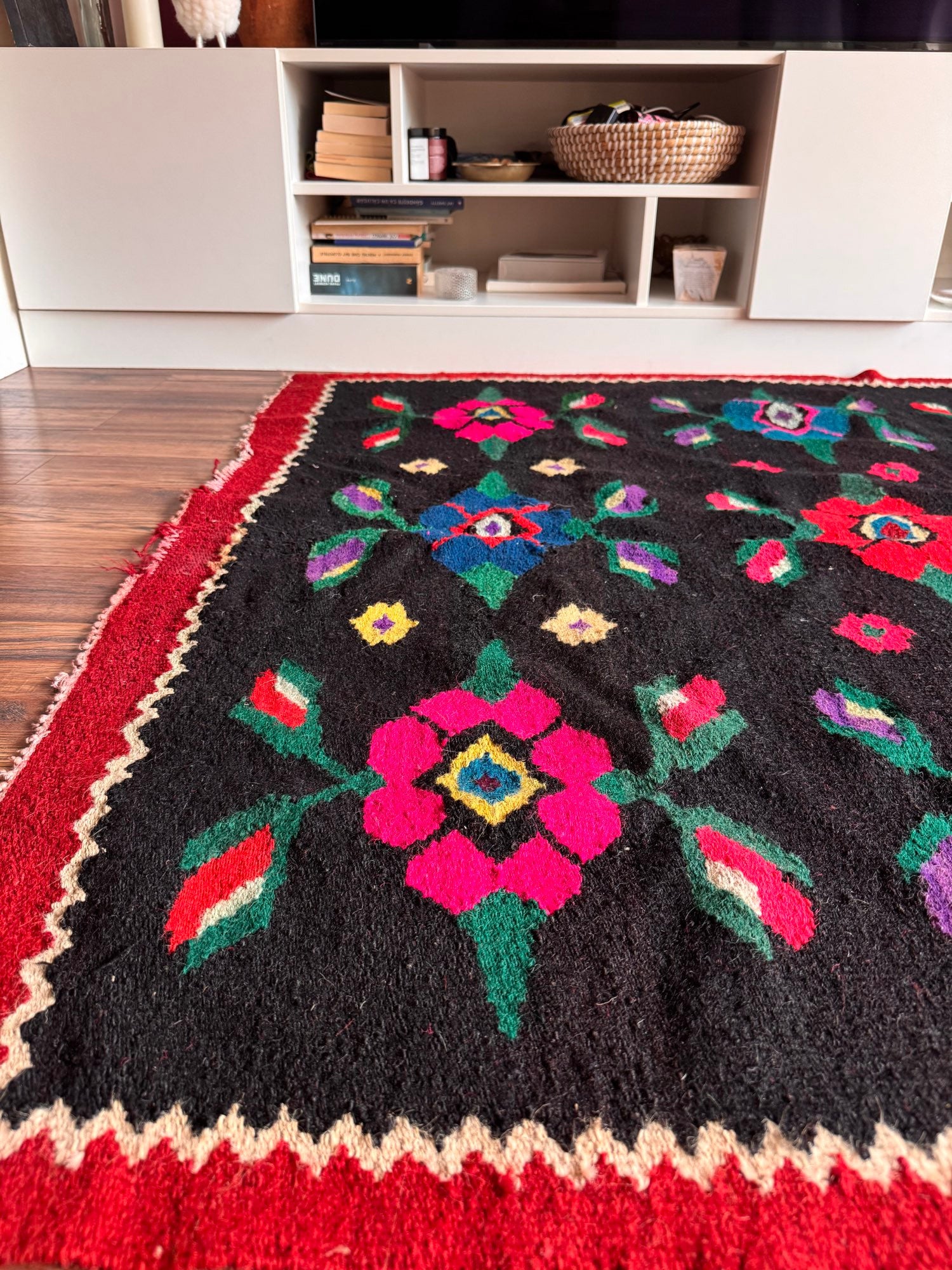 Vintage Floral Maramureș Wool Rug, 178x145 cm, view 8