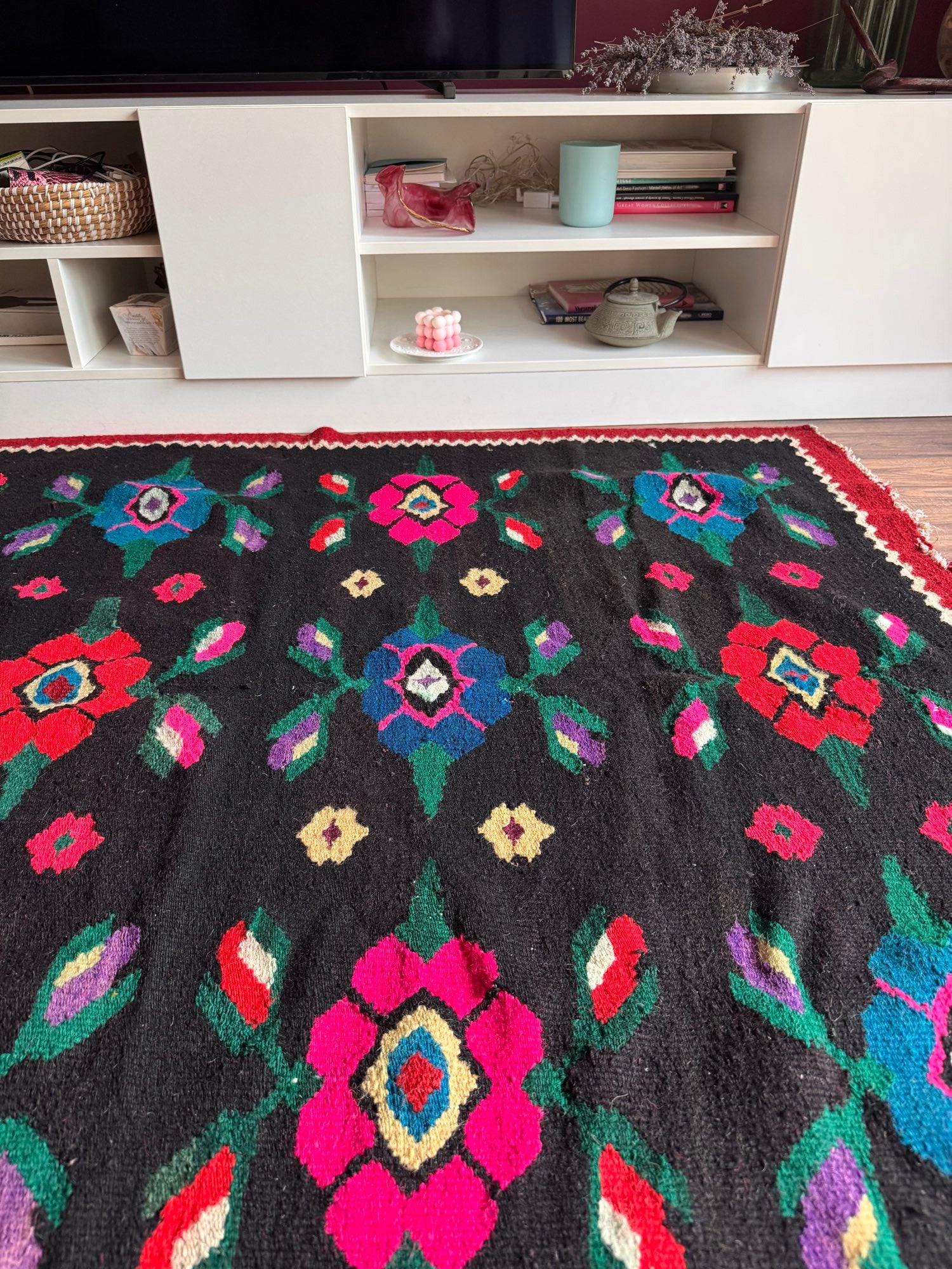 Vintage Floral Maramureș Wool Rug, 178x145 cm, view 9