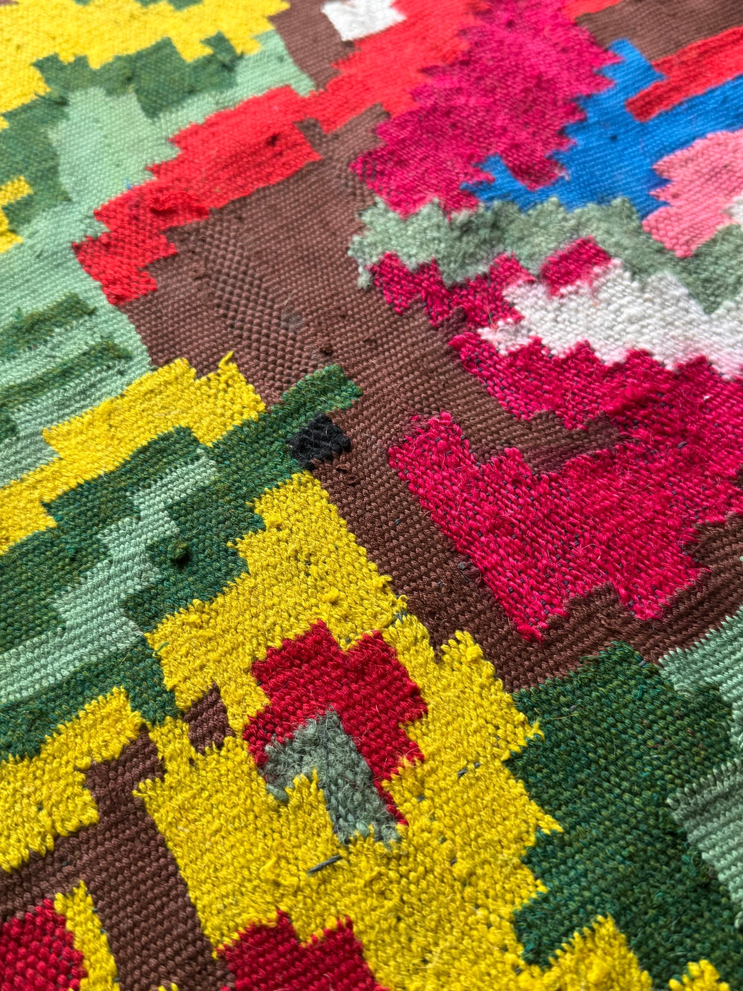 Vintage Yellow Floral Maramureș Wool Rug, 185x170 cm, view 10