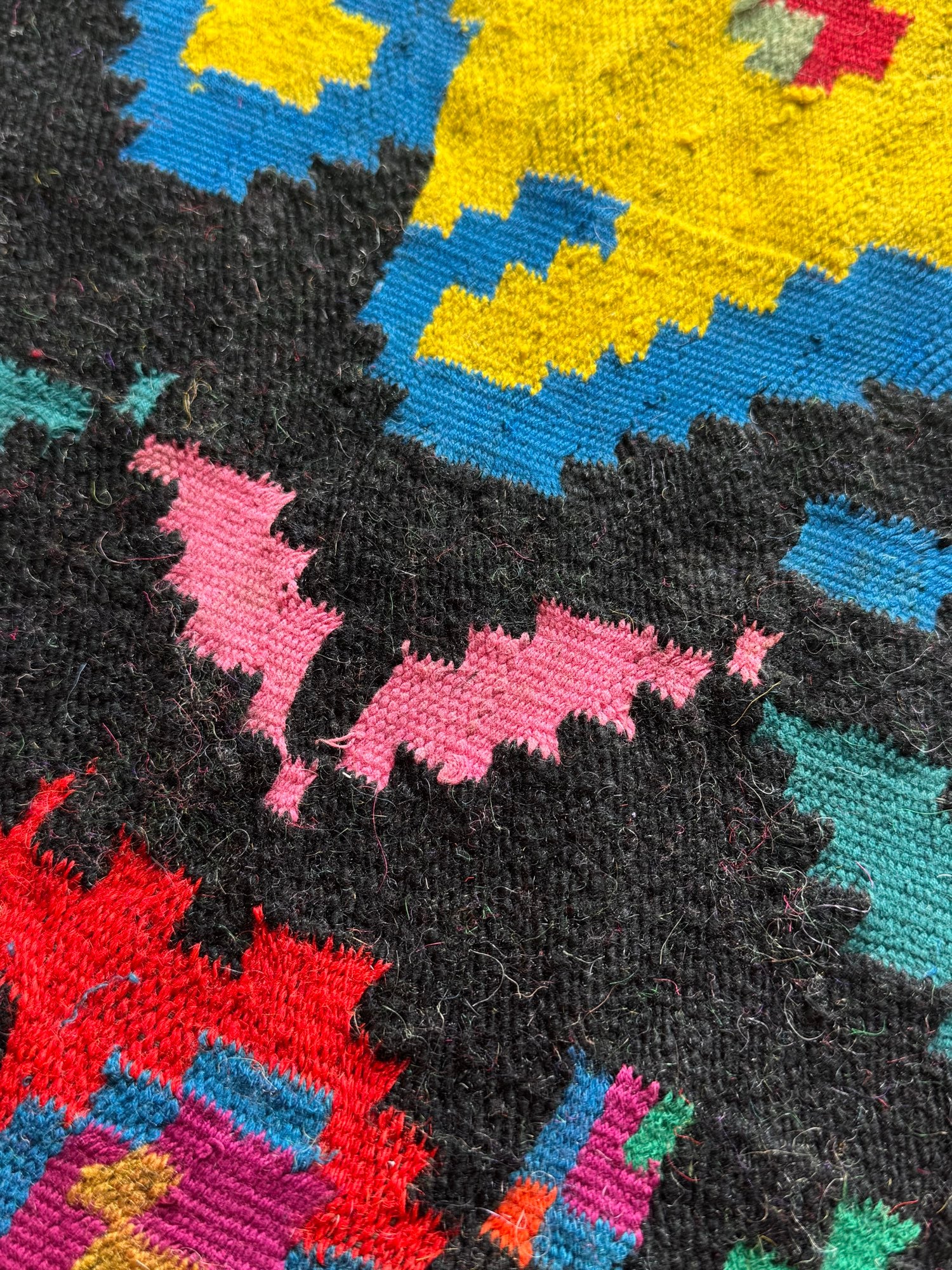 Vintage Yellow Floral Maramureș Wool Rug, 185x170 cm, view 11