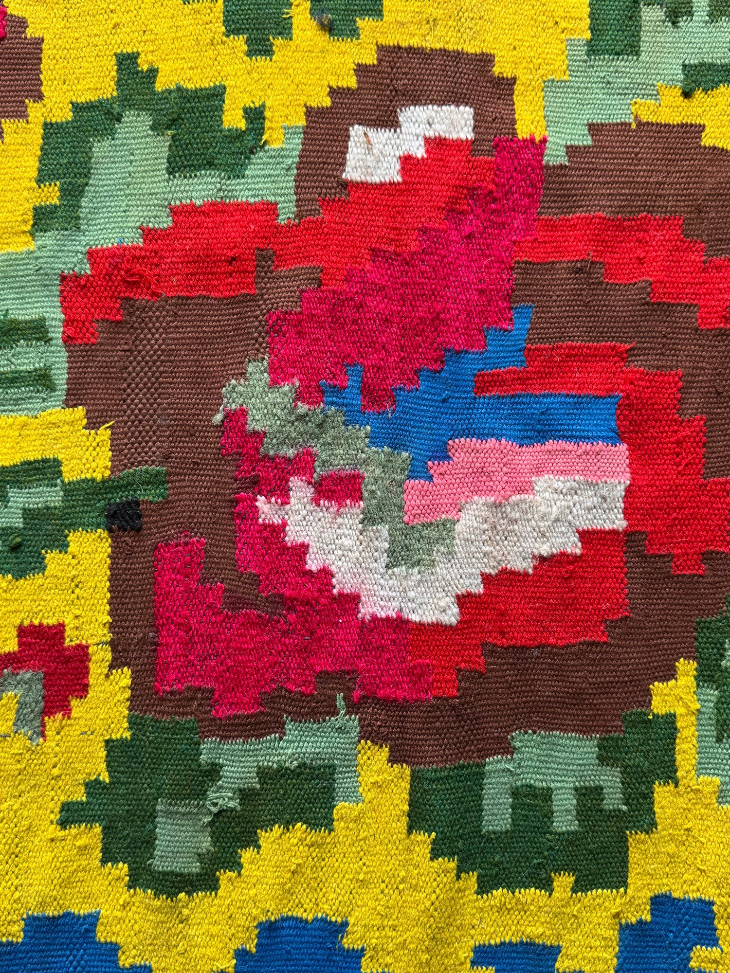 Vintage Yellow Floral Maramureș Wool Rug, 185x170 cm, view 13