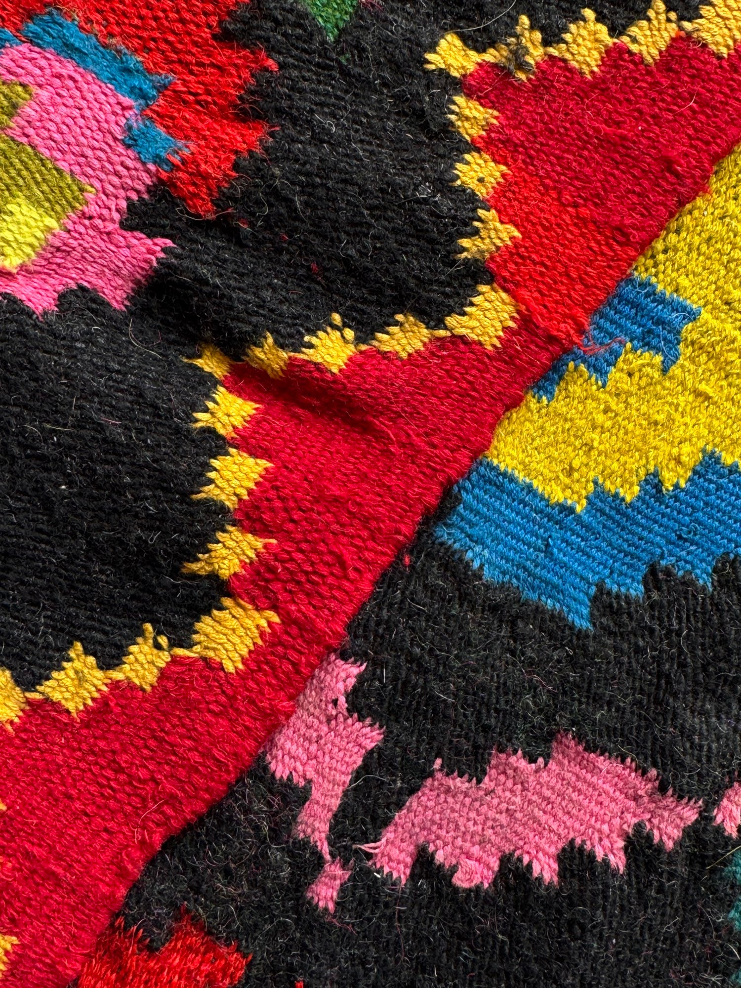 Vintage Yellow Floral Maramureș Wool Rug, 185x170 cm, view 14