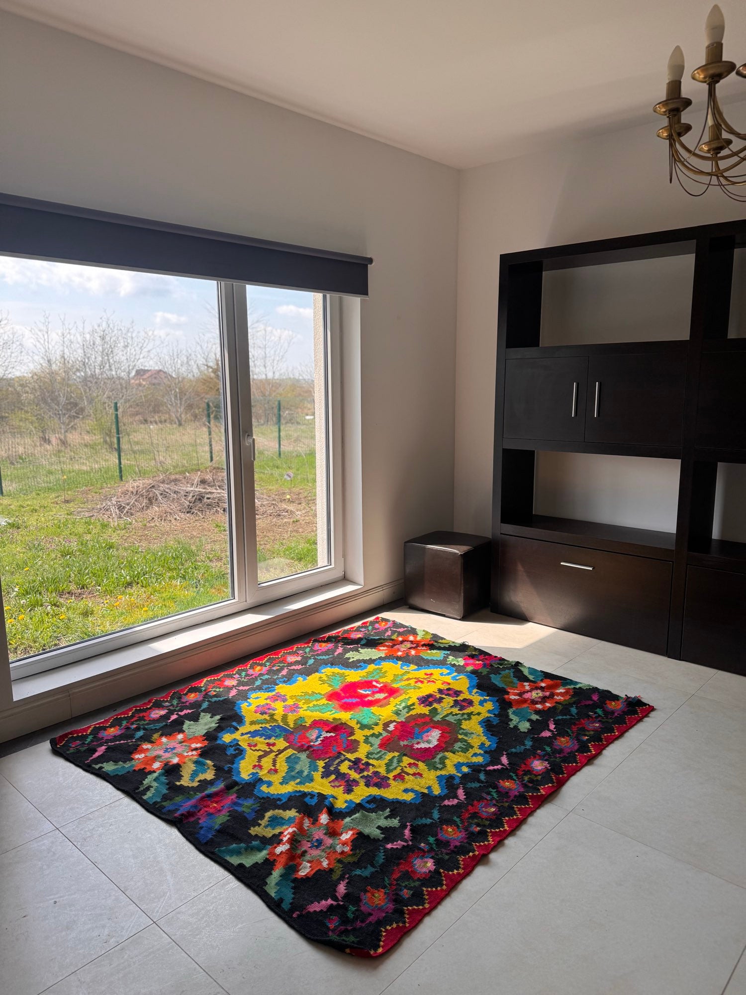 Vintage Yellow Floral Maramureș Wool Rug, 185x170 cm, view 15